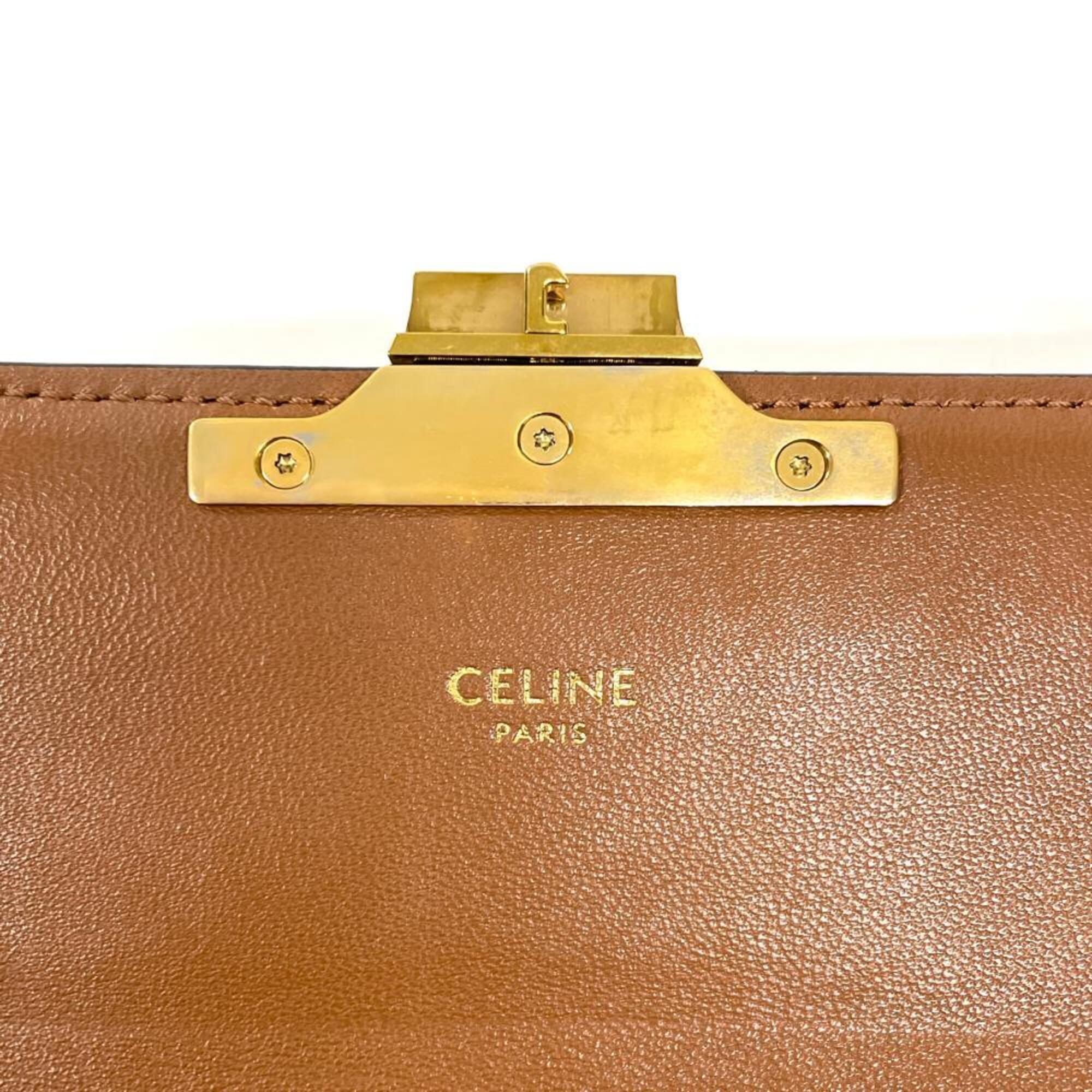 Celine Brown Coated Canvas Leather Shoulder Bag (Pre-Owned)