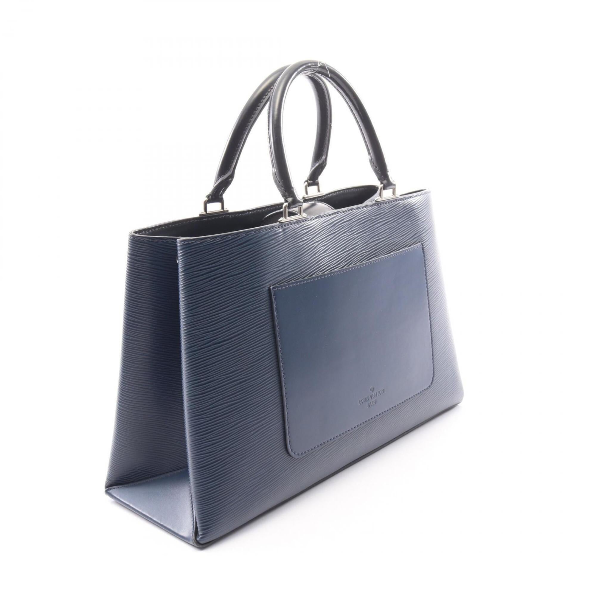 Louis Vuitton Black Navy Leather Handbag Tote Bag (Pre-Owned)