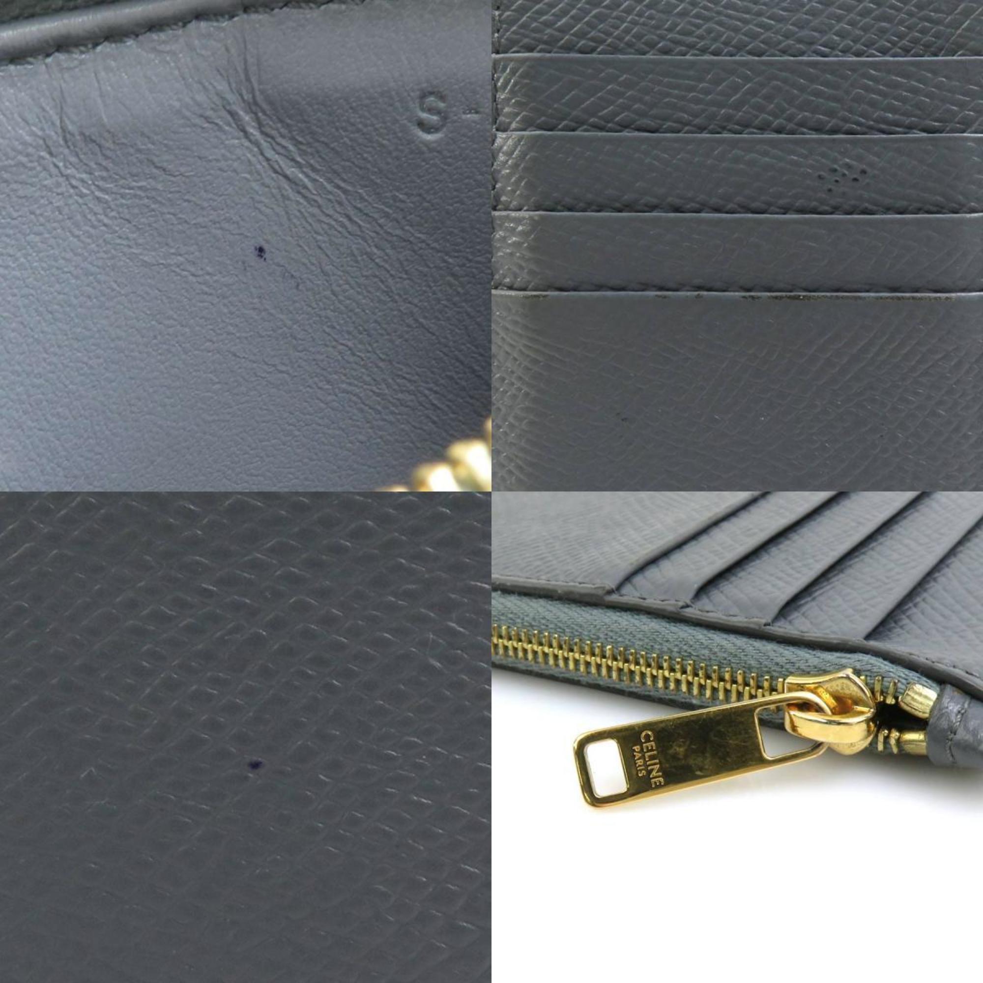 Celine Gray Leather Coin Purse/Coin Case (Pre-Owned)
