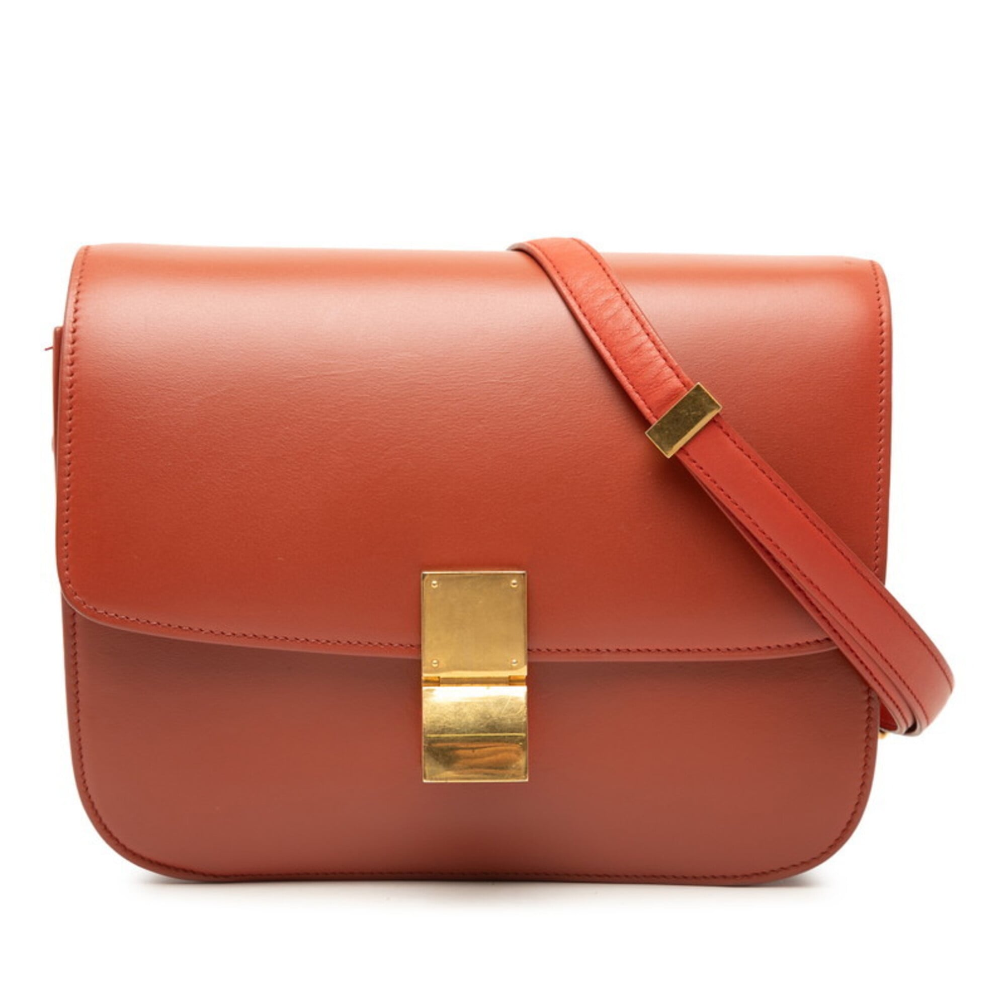 Celine Red Color Leather Shoulder Bag (Pre-Owned)