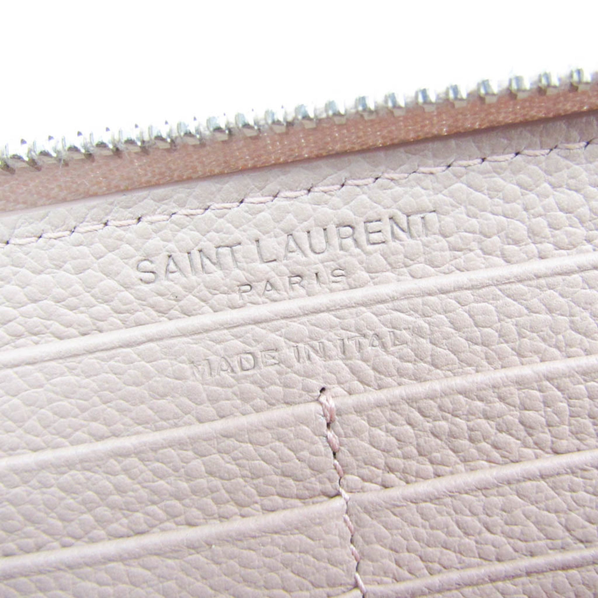 Saint Laurent Light Pink Leather Long Wallet (Bi-Fold) (Pre-Owned)