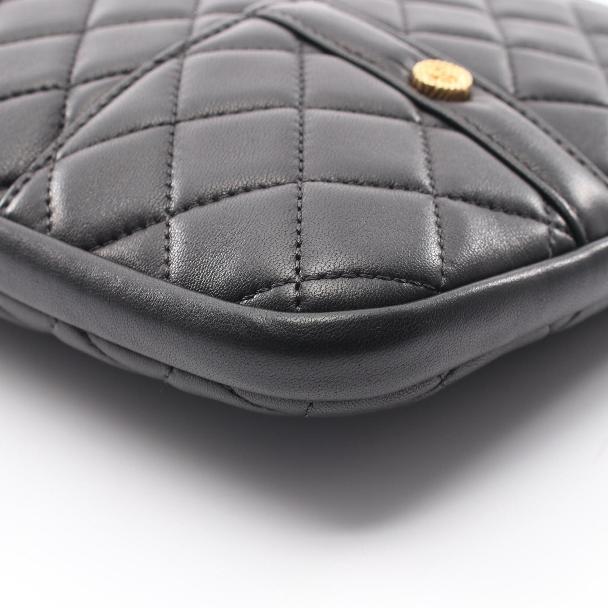 Chanel Black Leather Handbag Shoulder Bag (Pre-Owned)