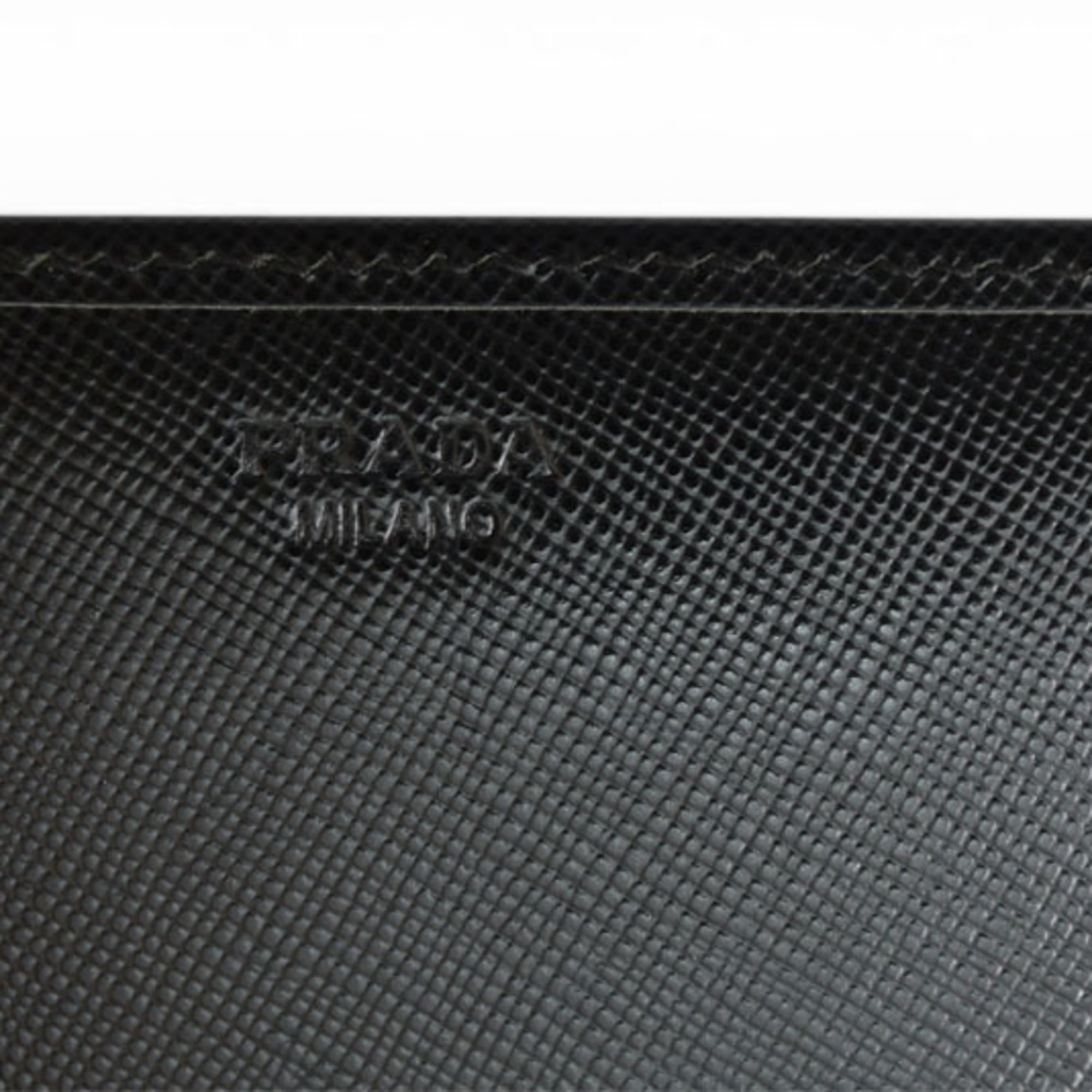 Prada Saffiano Black Nero Leather Long Wallet (Bi-Fold) (Pre-Owned)