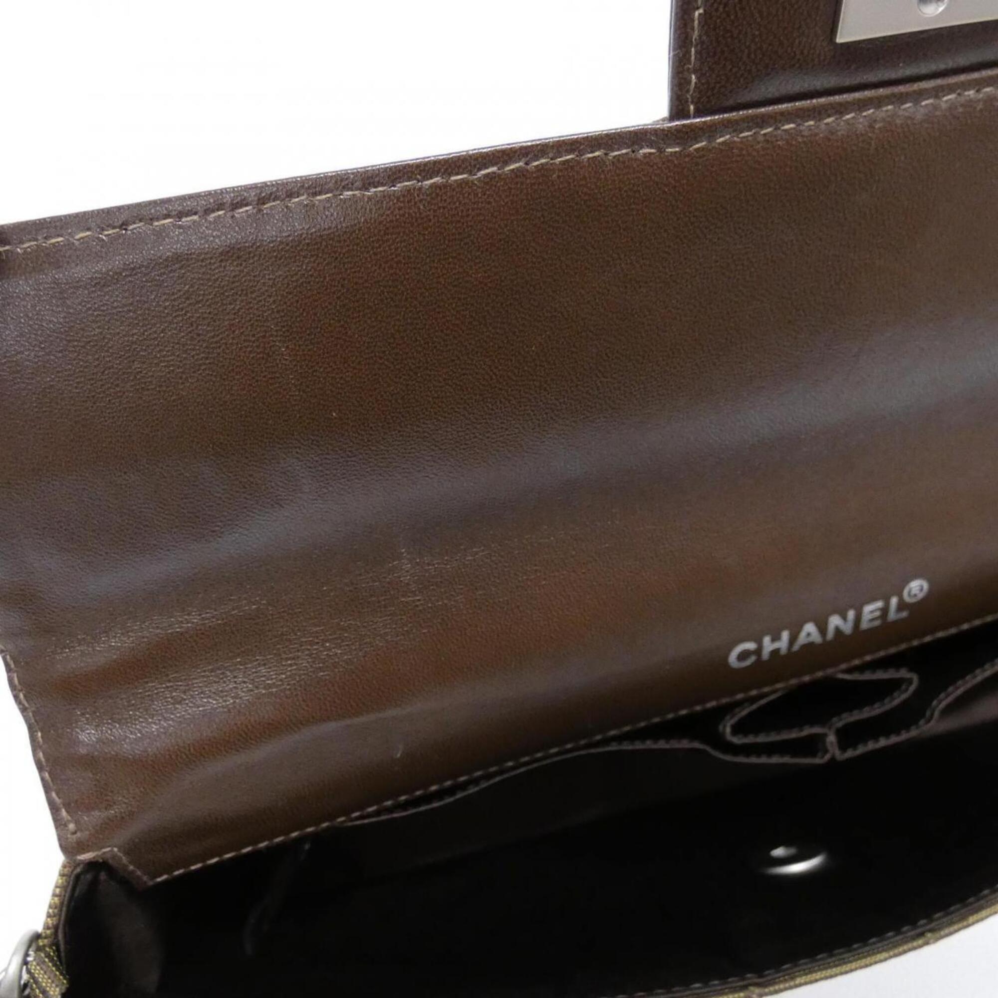 Chanel Travel Line Khaki Nylon Shoulder Bag (Pre-Owned)