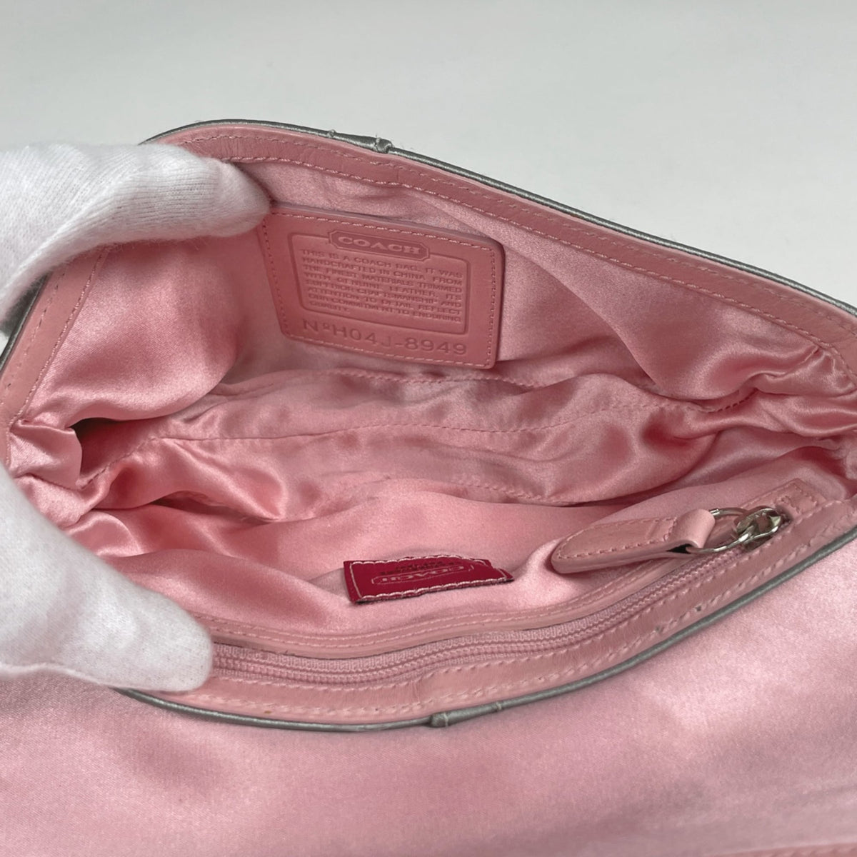 Coach Gray Satin Leather Clutch Bag Handbag (Pre-Owned)