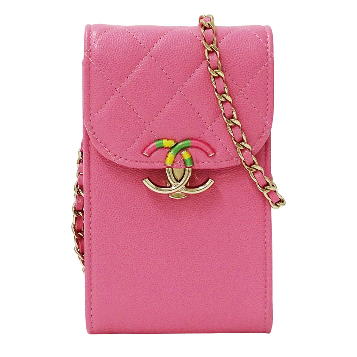 Chanel Pink Grained Calfskin Handbag Shoulder Bag (Pre-Owned)