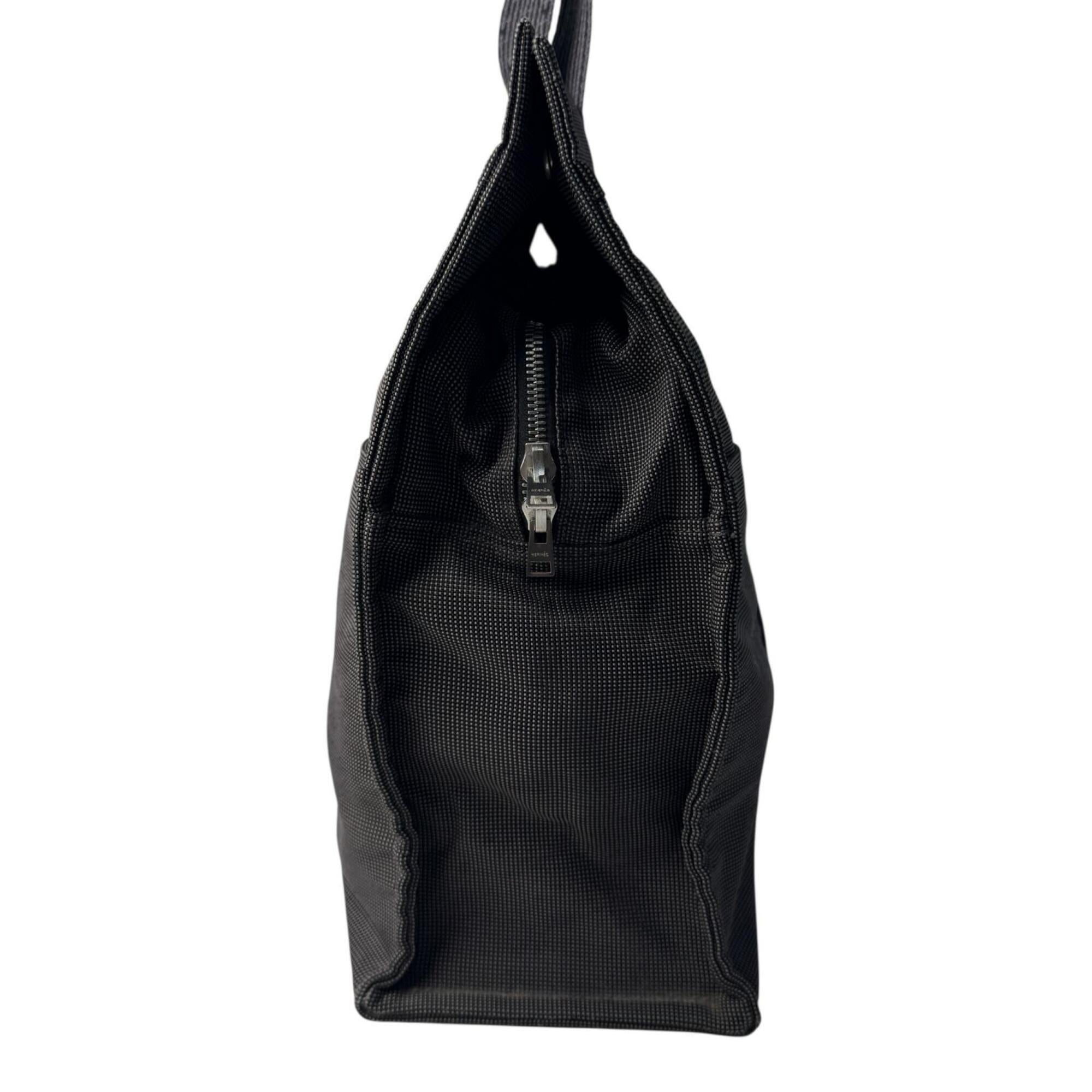 Hermes Dark Gray Canvas Tote Bag (Pre-Owned)