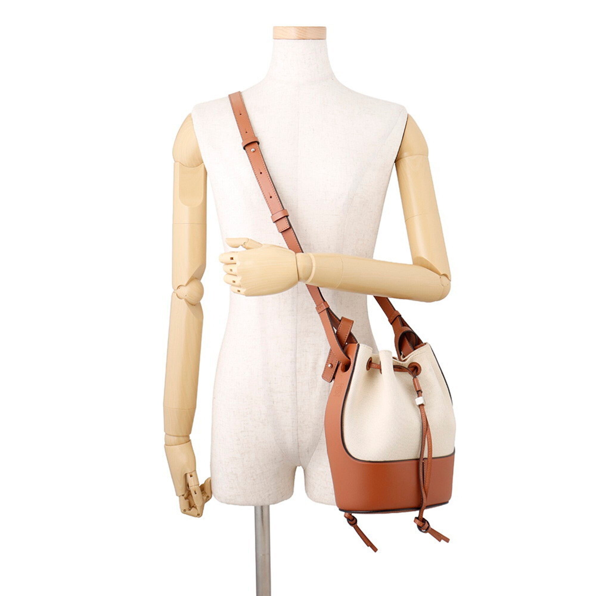 Loewe Beige Brown Canvas Leather Handbag Shoulder Bag (Pre-Owned)