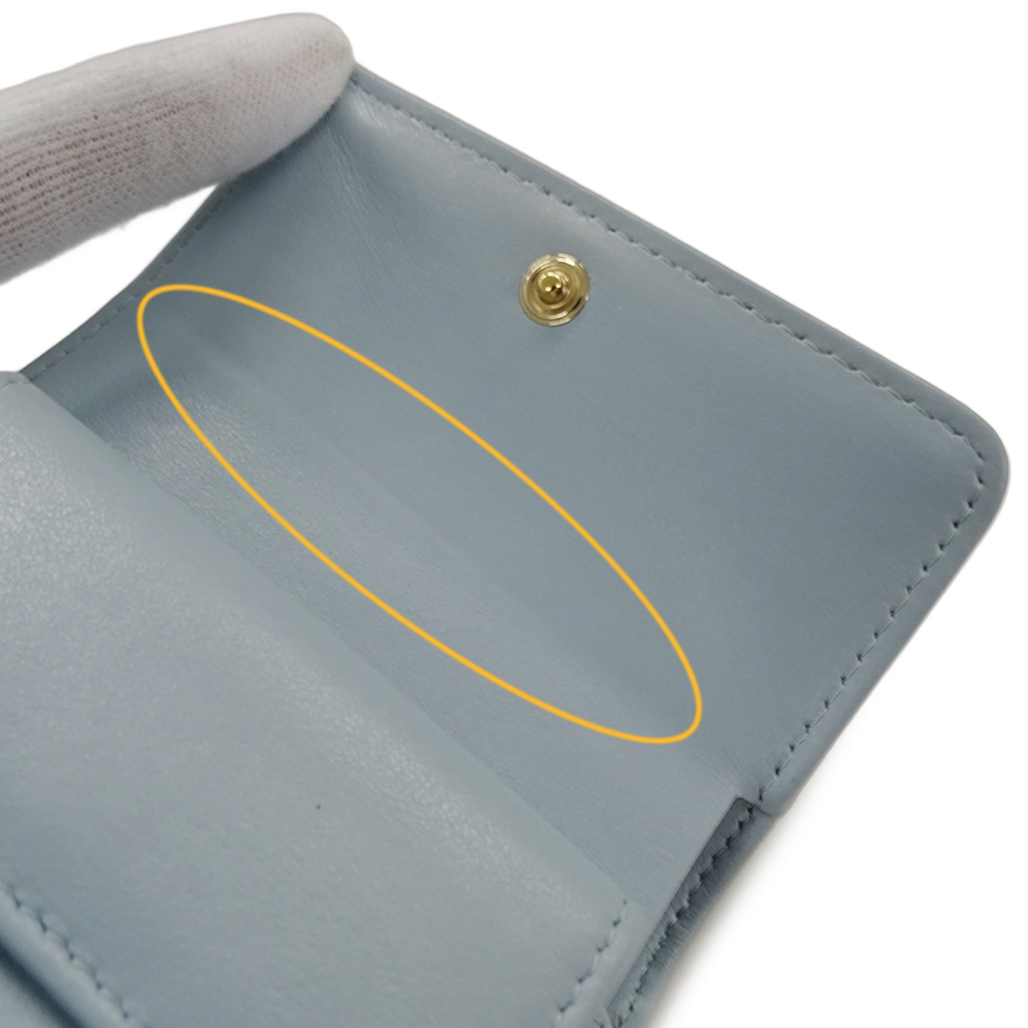 Chanel Light Blue Grained Calfskin Wallet (Tri-Fold) (Pre-Owned)