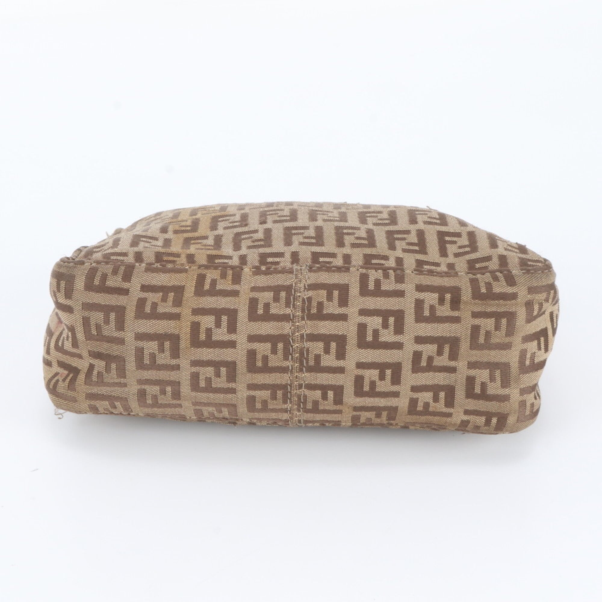 Fendi Brown Leather Canvas Handbag (Pre-Owned)