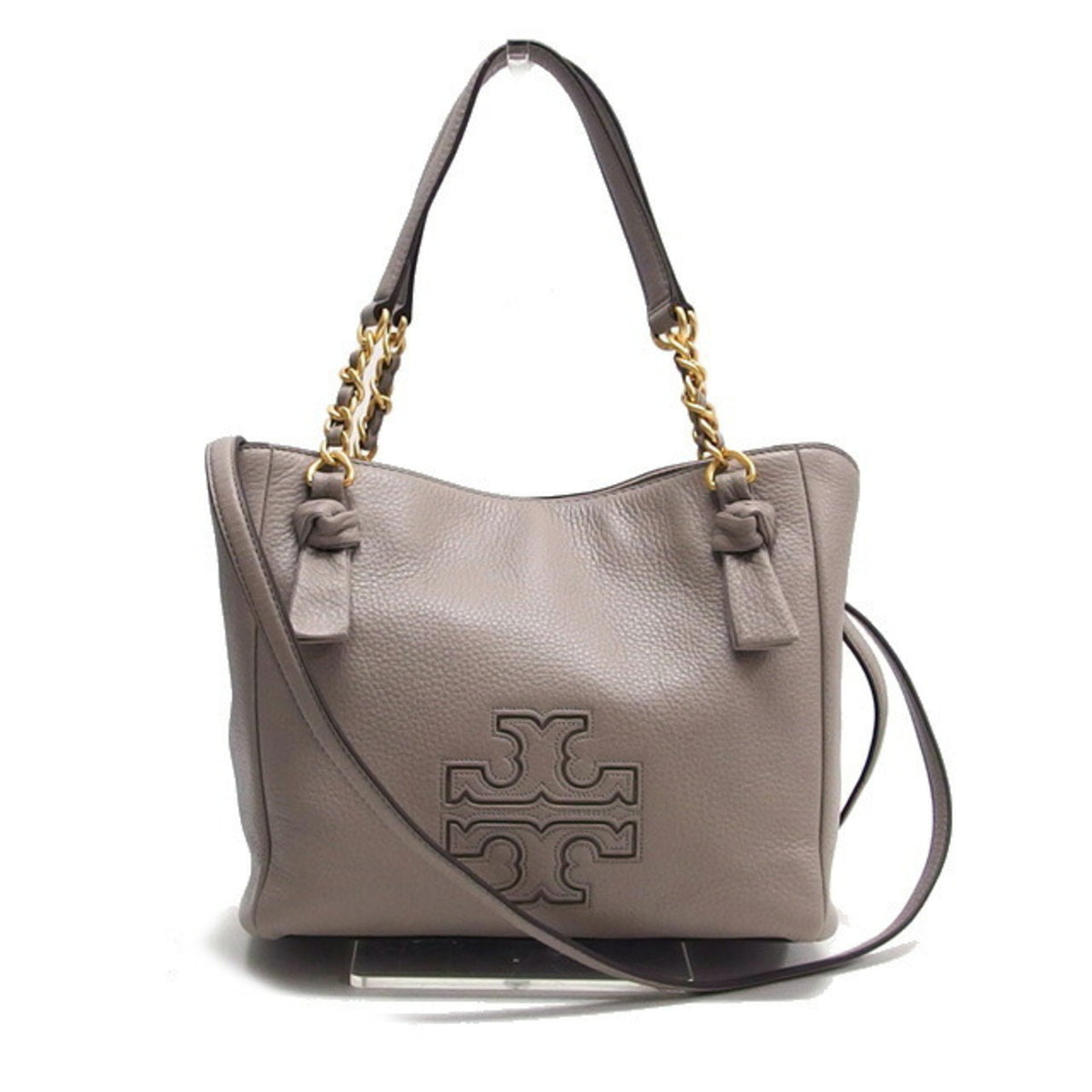 Tory Burch Gray Leather Handbag Shoulder Bag (Pre-Owned)