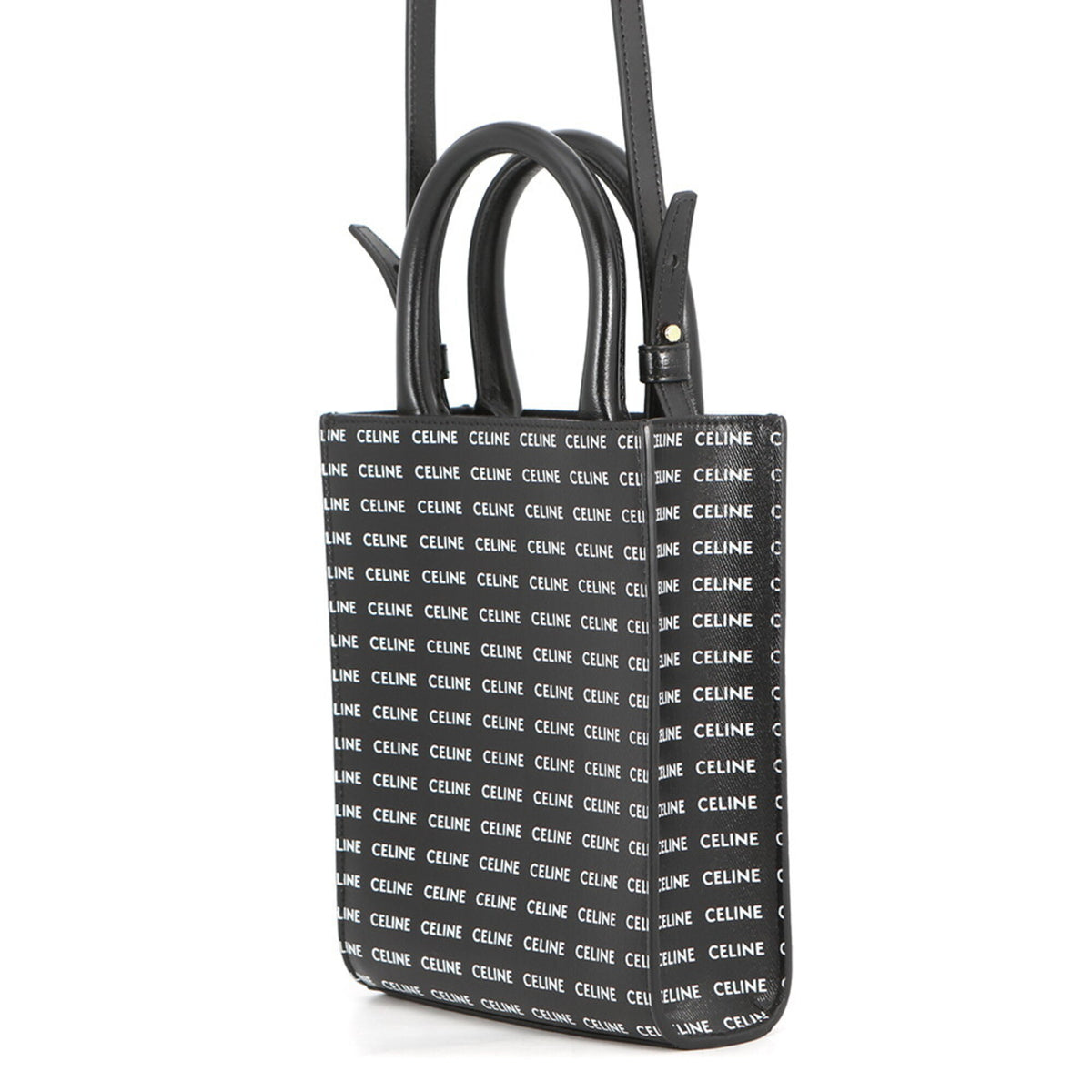 Celine Black White Leather Handbag Shoulder Bag (Pre-Owned)
