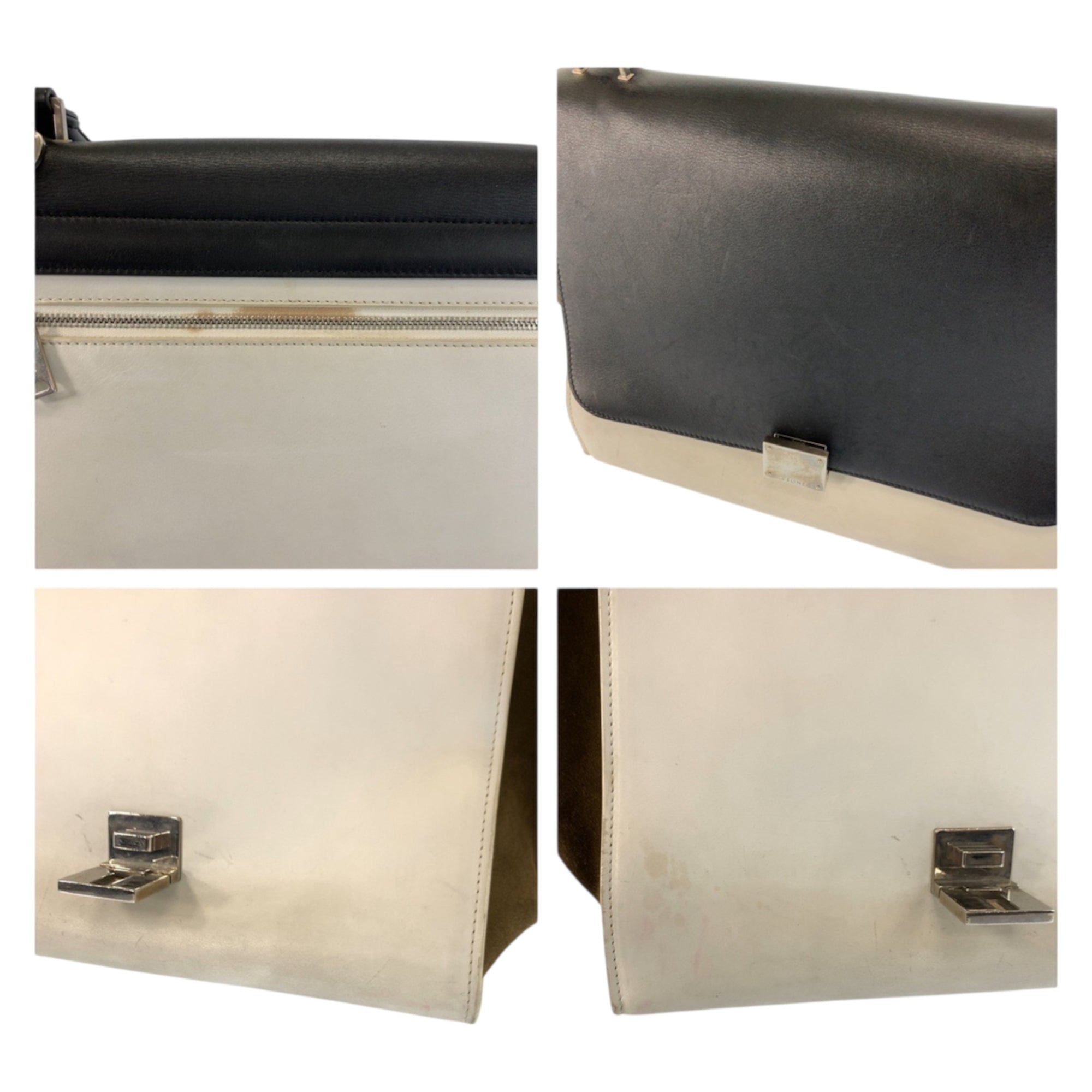 Celine Trapeze Black Khaki White Leather Suede Handbag Shoulder Bag (Pre-Owned)