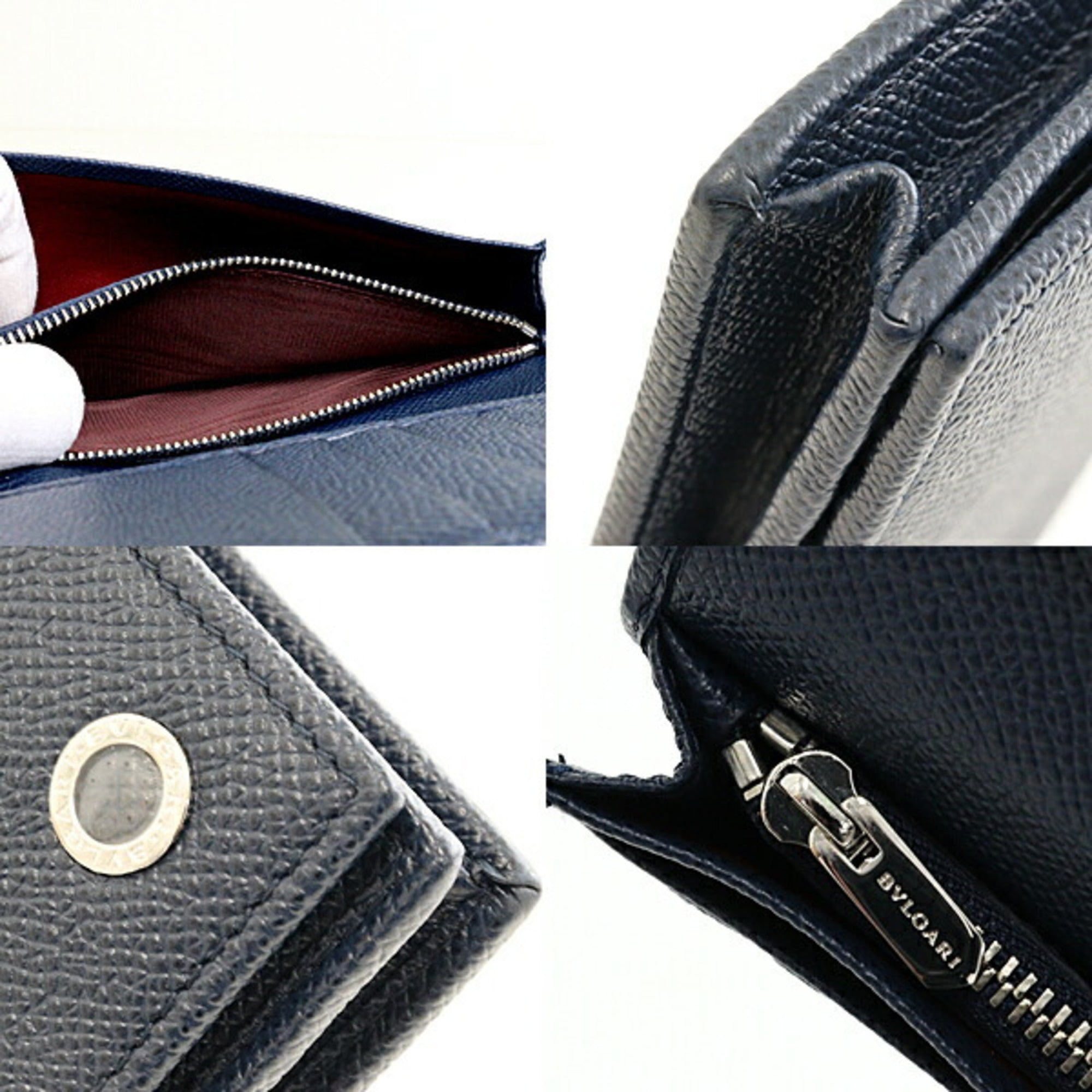 Bvlgari Blue Leather Long Wallet (Bi-Fold) (Pre-Owned)