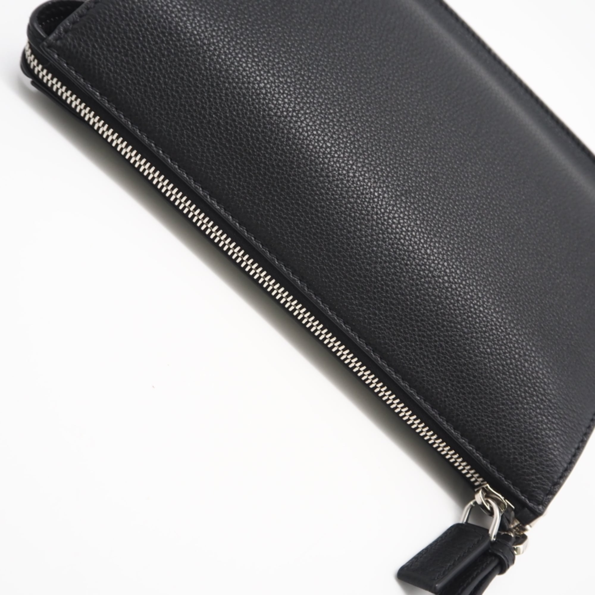 Prada Black Leather Beach Bag Clutch Bag (Pre-Owned)