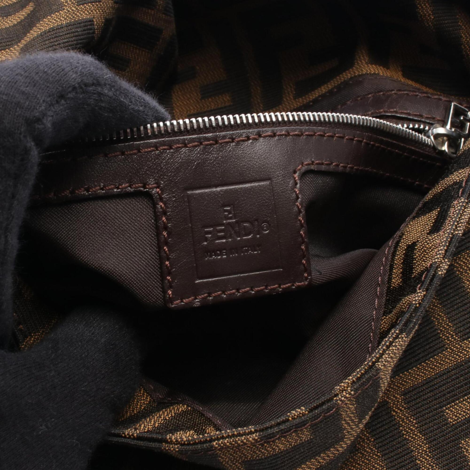 Fendi Black Brown Canvas Leather Handbag (Pre-Owned)