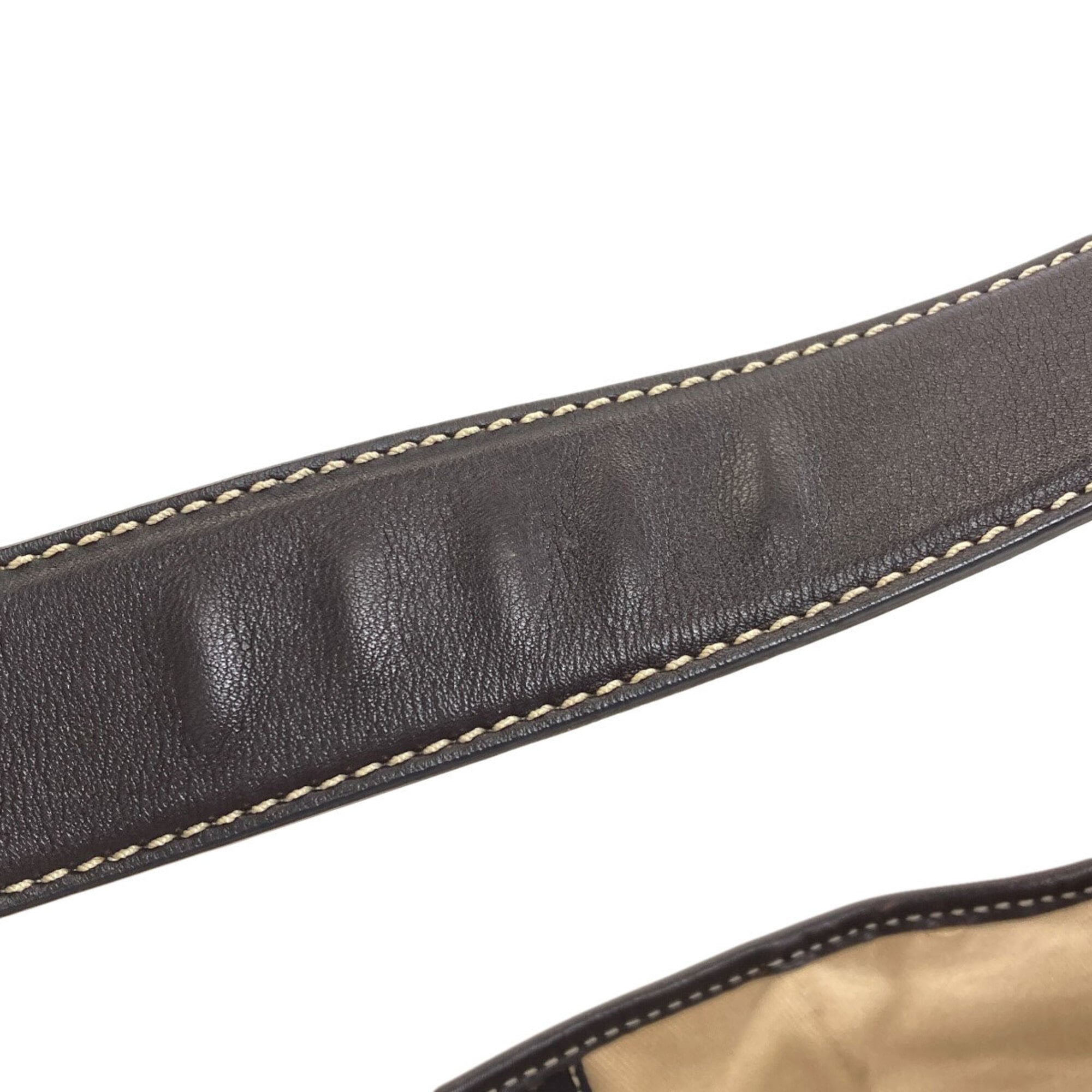Celine Dark Brown White Pvc Leather Shoulder Bag (Pre-Owned)