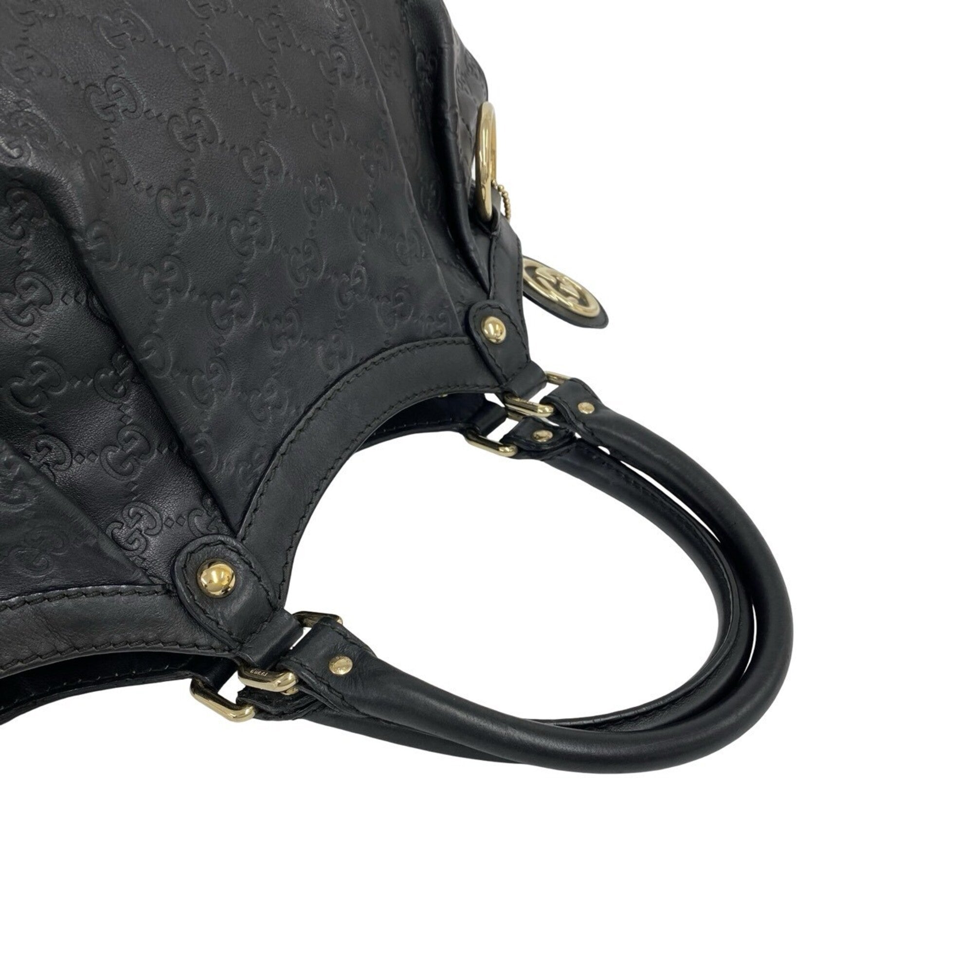 Gucci Black Leather Handbag Shoulder Bag Tote Bag (Pre-Owned)