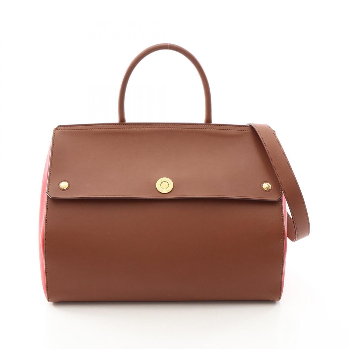 Burberry Brown Red Color Leather Handbag Tote Bag (Pre-Owned)