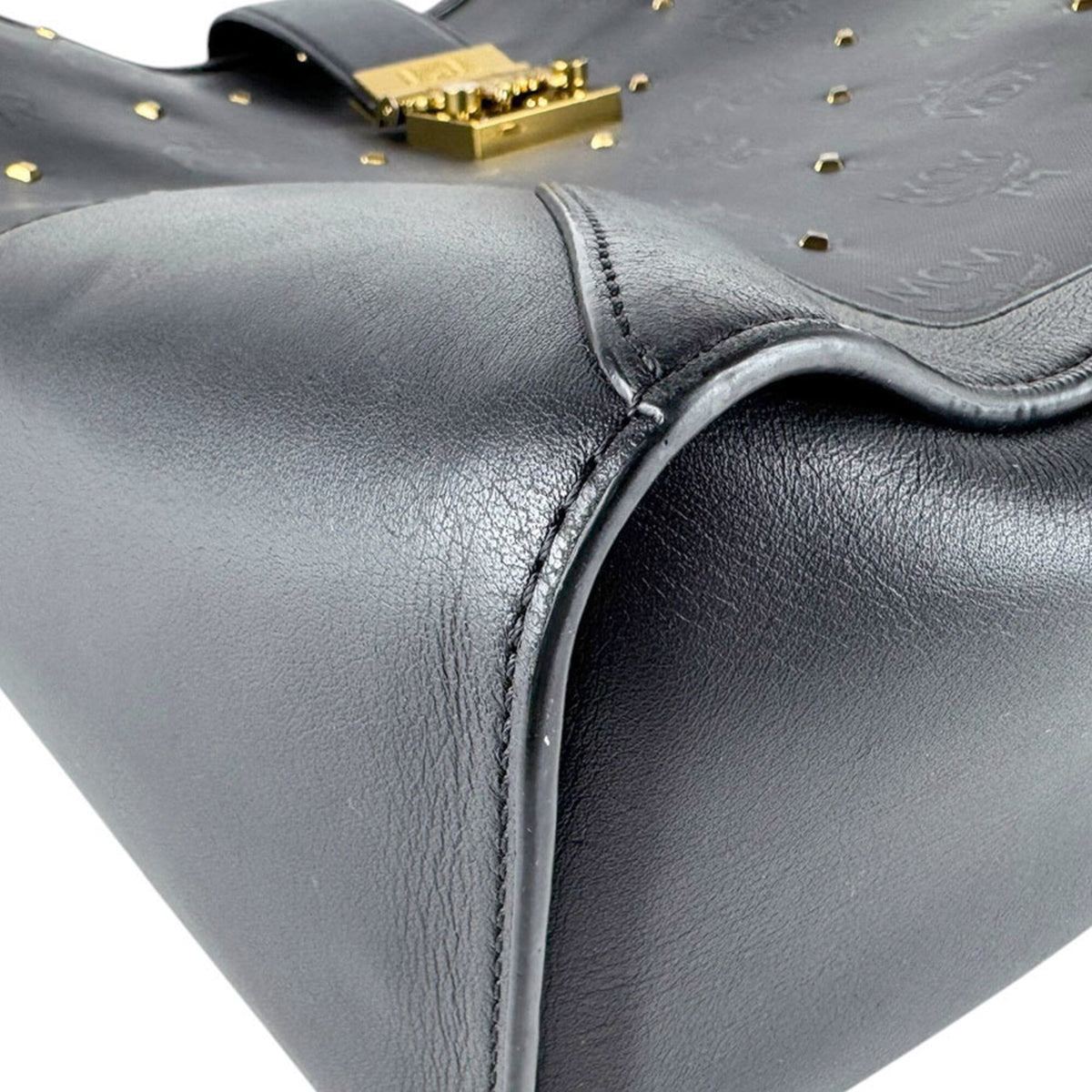 Mcm Black Coated Canvas Leather Shoulder Bag (Pre-Owned)