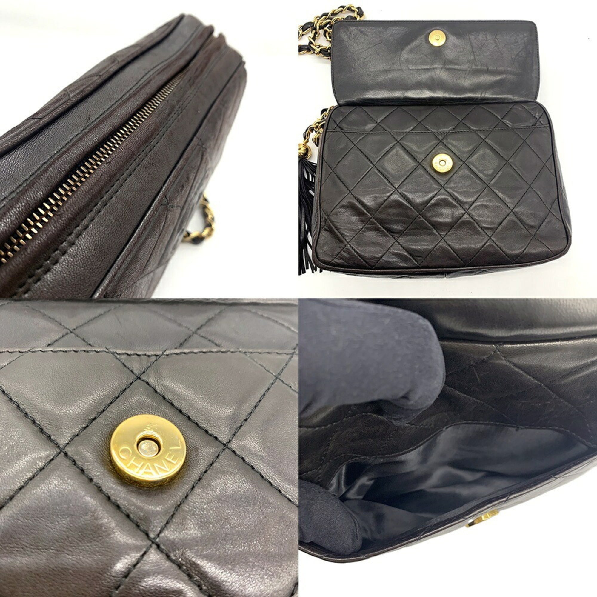 Chanel Dark Brown Leather Shoulder Bag (Pre-Owned)