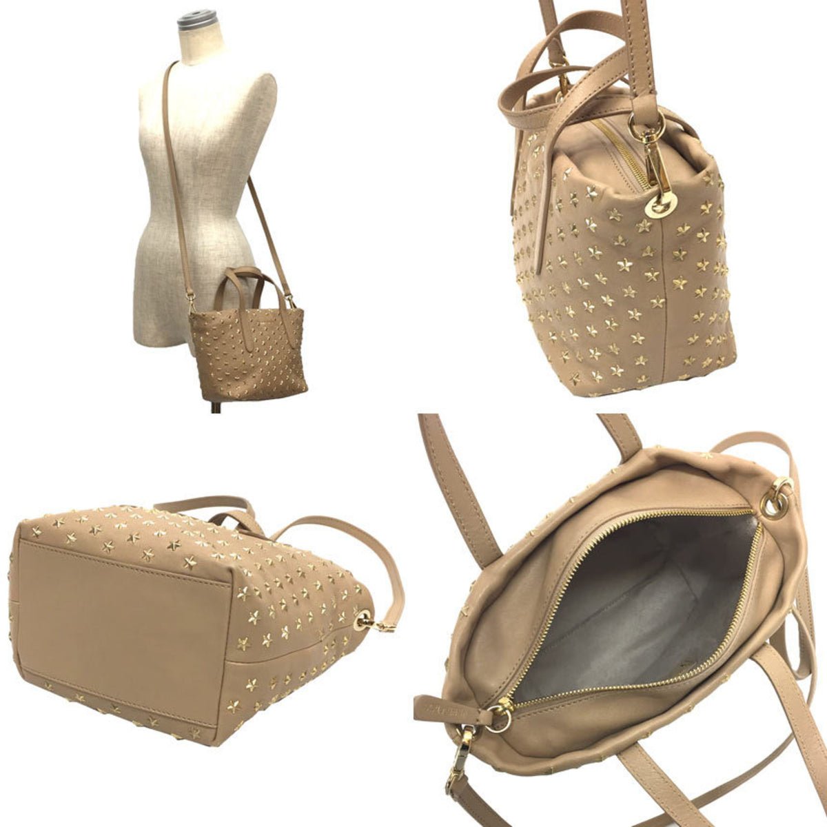 Jimmy Choo Gold Leather Handbag Shoulder Bag Tote Bag (Pre-Owned)