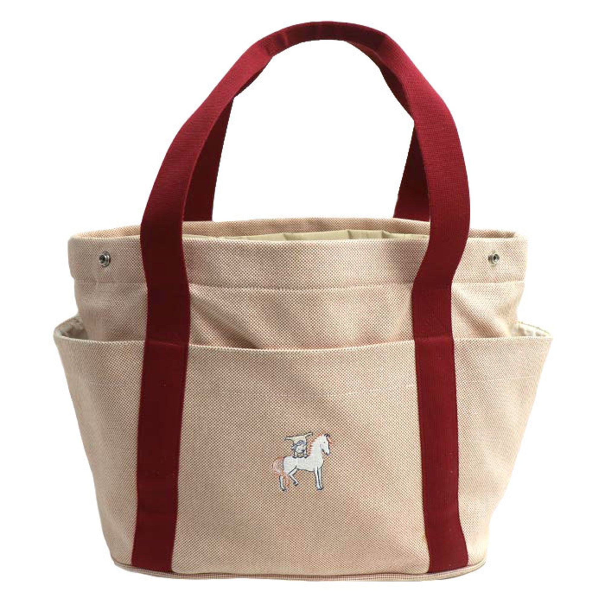 Hermes Red Color Canvas Toile H Tote Bag (Pre-Owned)