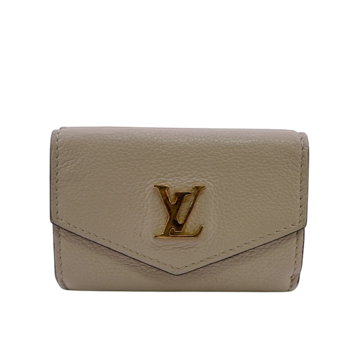 Louis Vuitton Beige Leather Wallet (Tri-Fold) (Pre-Owned)