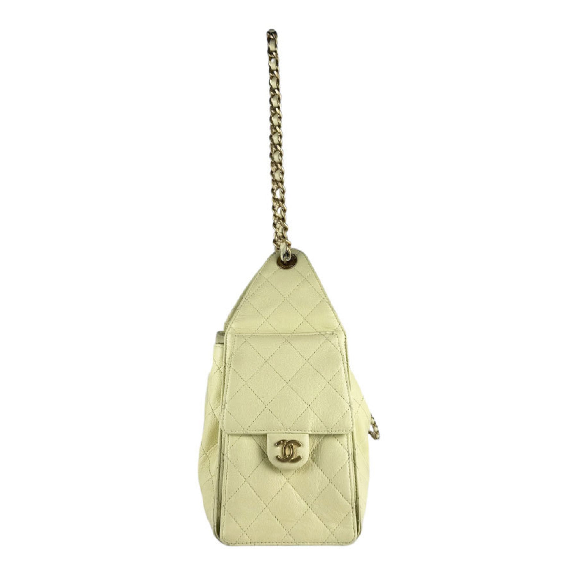 Chanel Yellow Grained Calfskin Shoulder Bag (Pre-Owned)