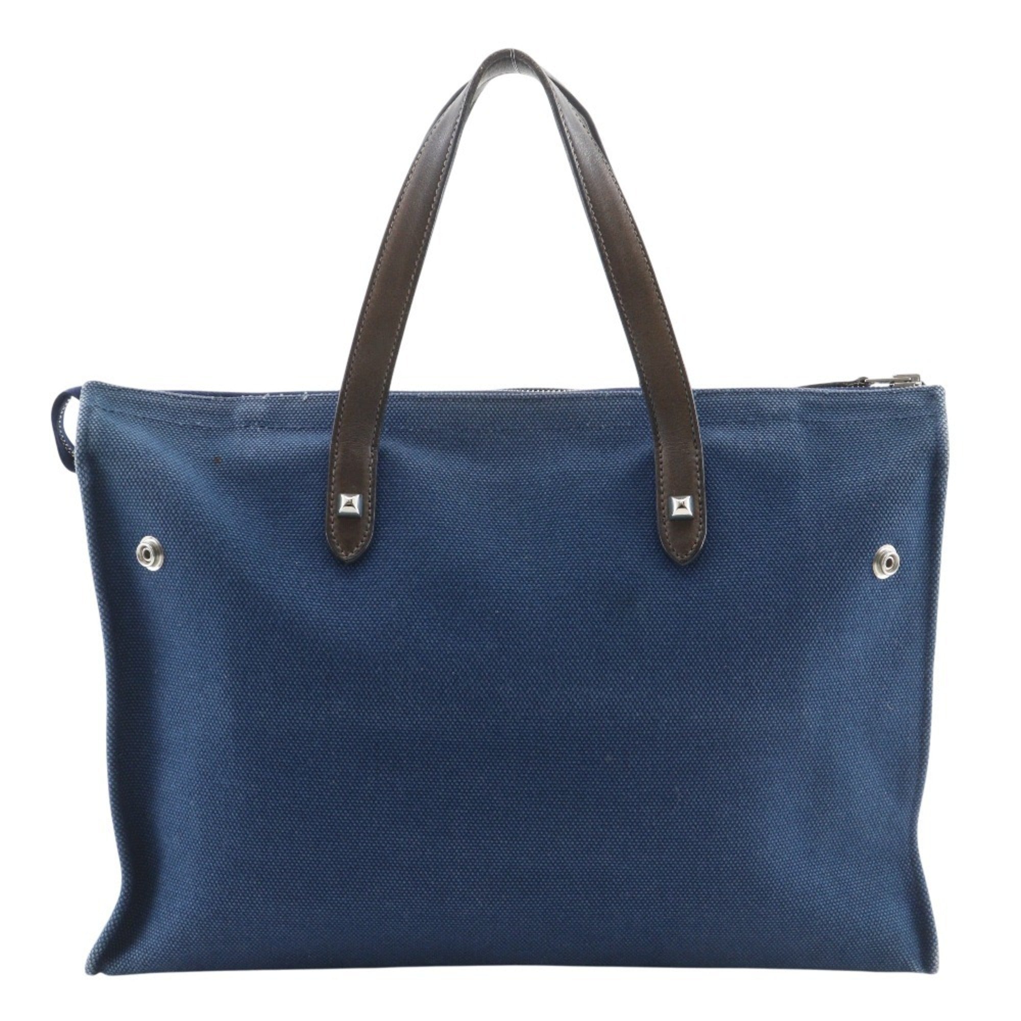 Hermes Navy Canvas Handbag (Pre-Owned)