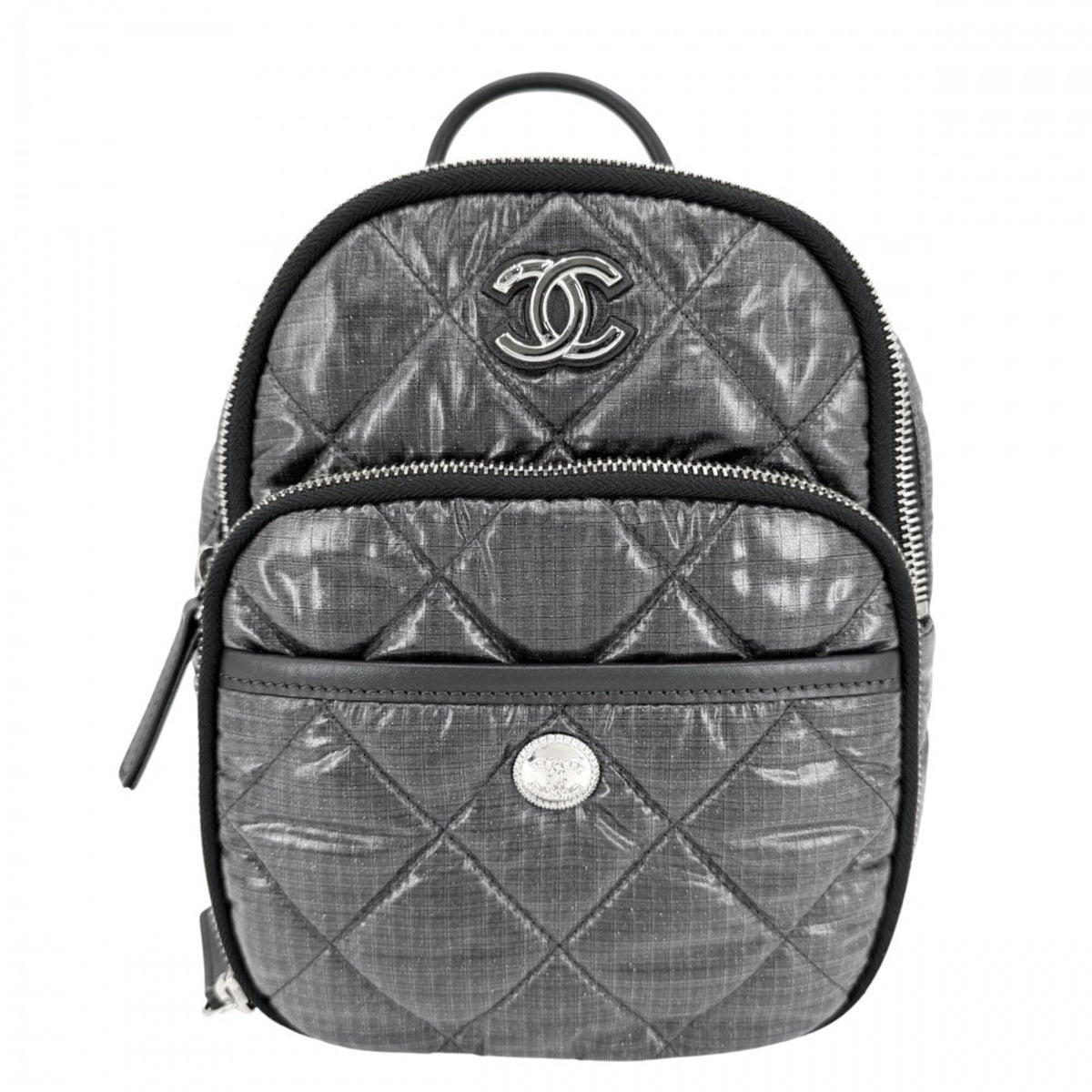 Chanel Matelasse Gray Nylon Backpack (Pre-Owned)