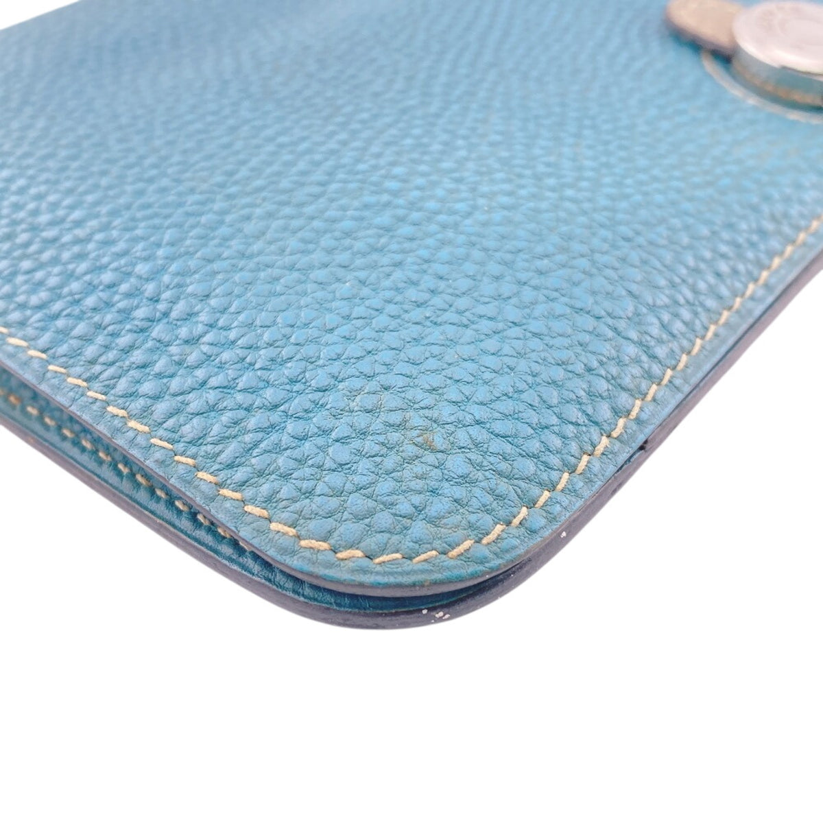 Hermes Dogon Beige Blue Togo Leather Long Wallet (Bi-Fold) (Pre-Owned)