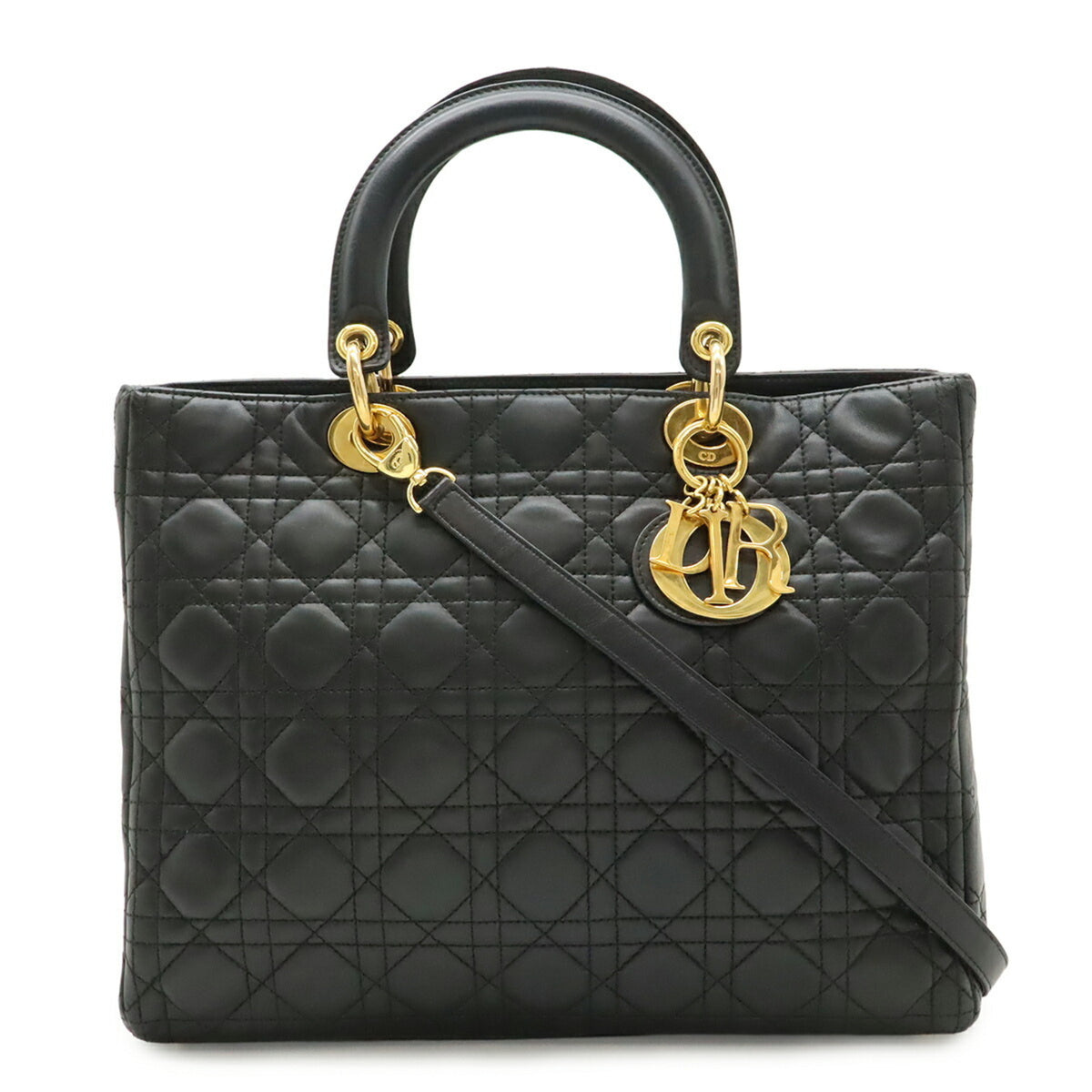 Christian Dior Black Leather Handbag Shoulder Bag (Pre-Owned)