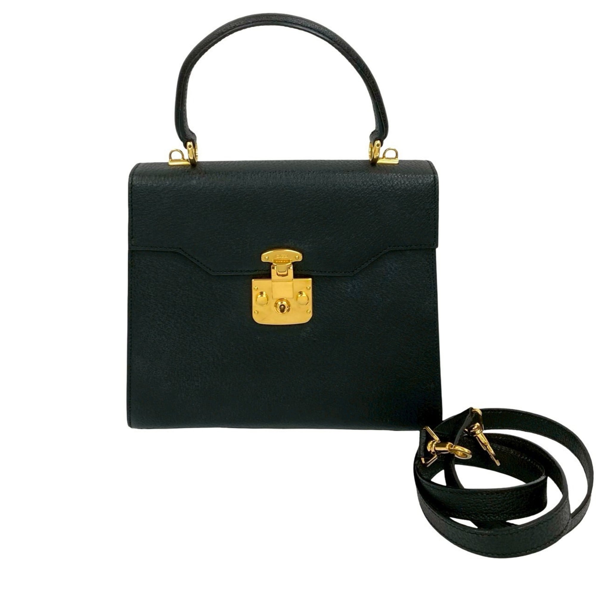 Gucci Black Leather Handbag Shoulder Bag (Pre-Owned)