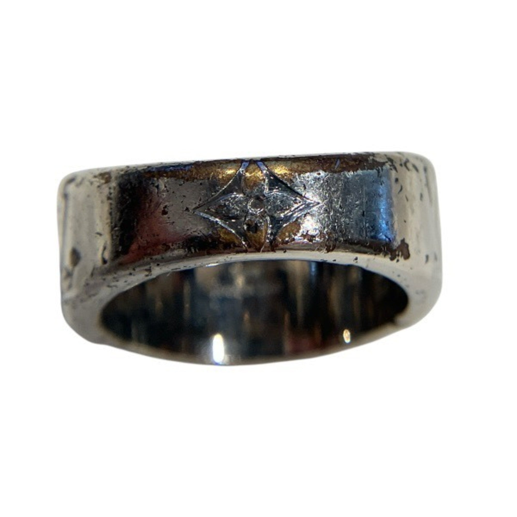 Louis Vuitton Silver Gold Plating Band Ring (Pre-Owned)
