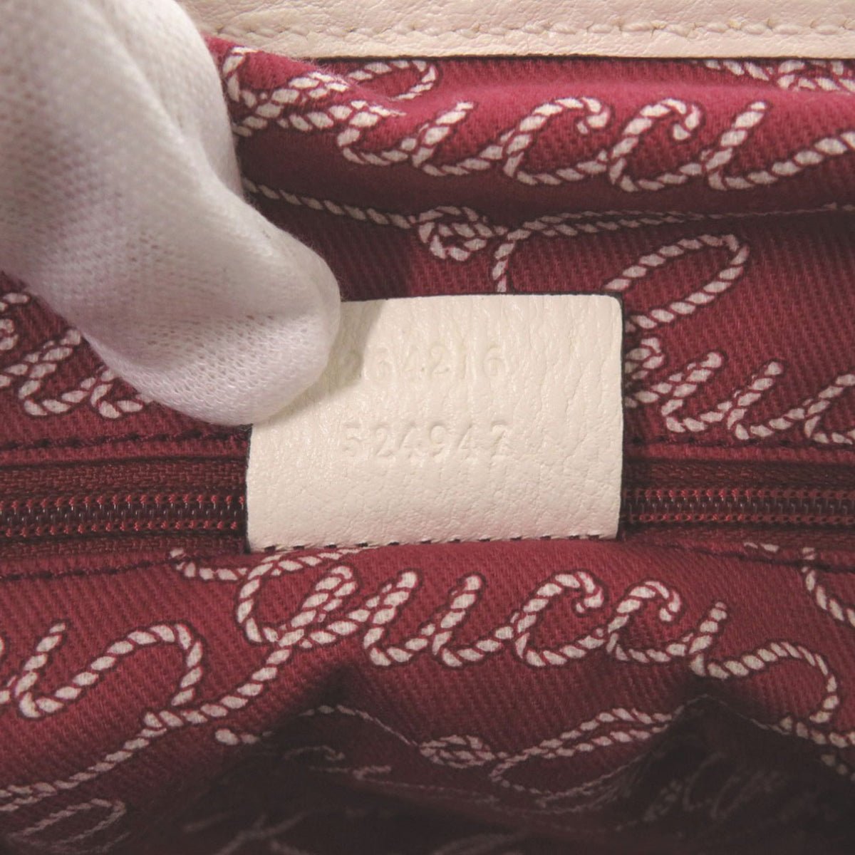 Gucci White Wine Canvas Tote Bag (Pre-Owned)