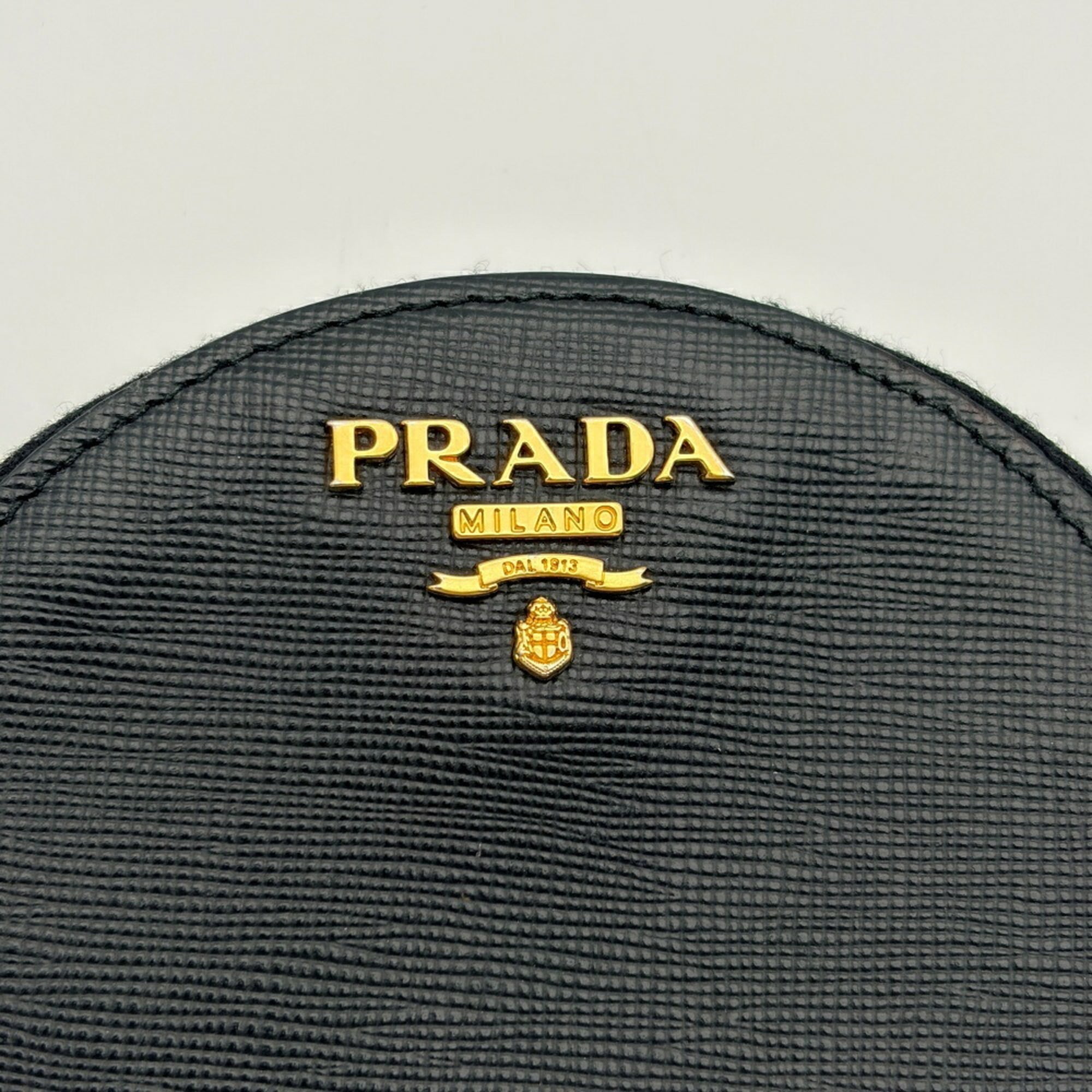 Prada Saffiano Black Nappa Leather Saffiano Coin Purse/Coin Case (Pre-Owned)