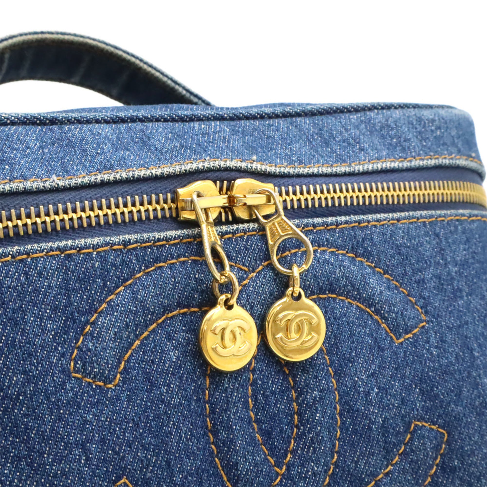 Chanel Blue Denim Handbag Vanity Bag (Pre-Owned)