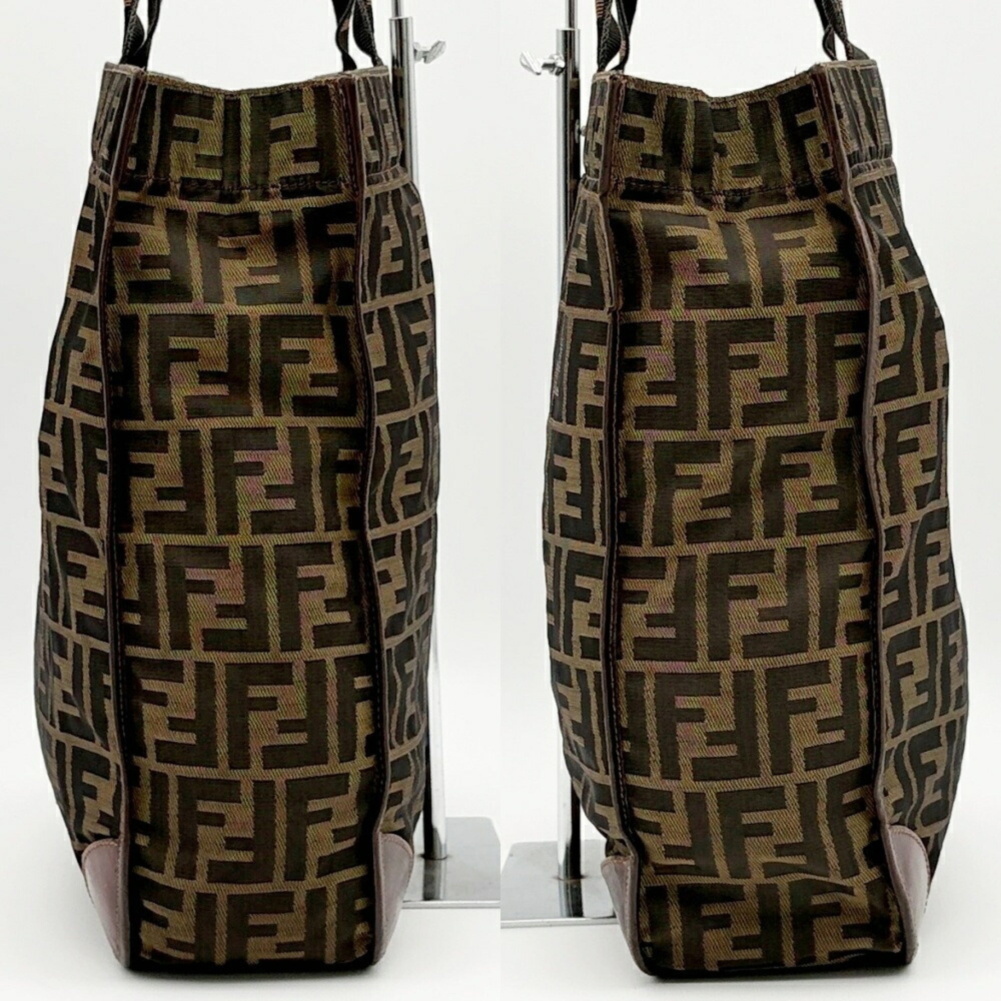Fendi Brown Canvas Leather Tote Bag (Pre-Owned)