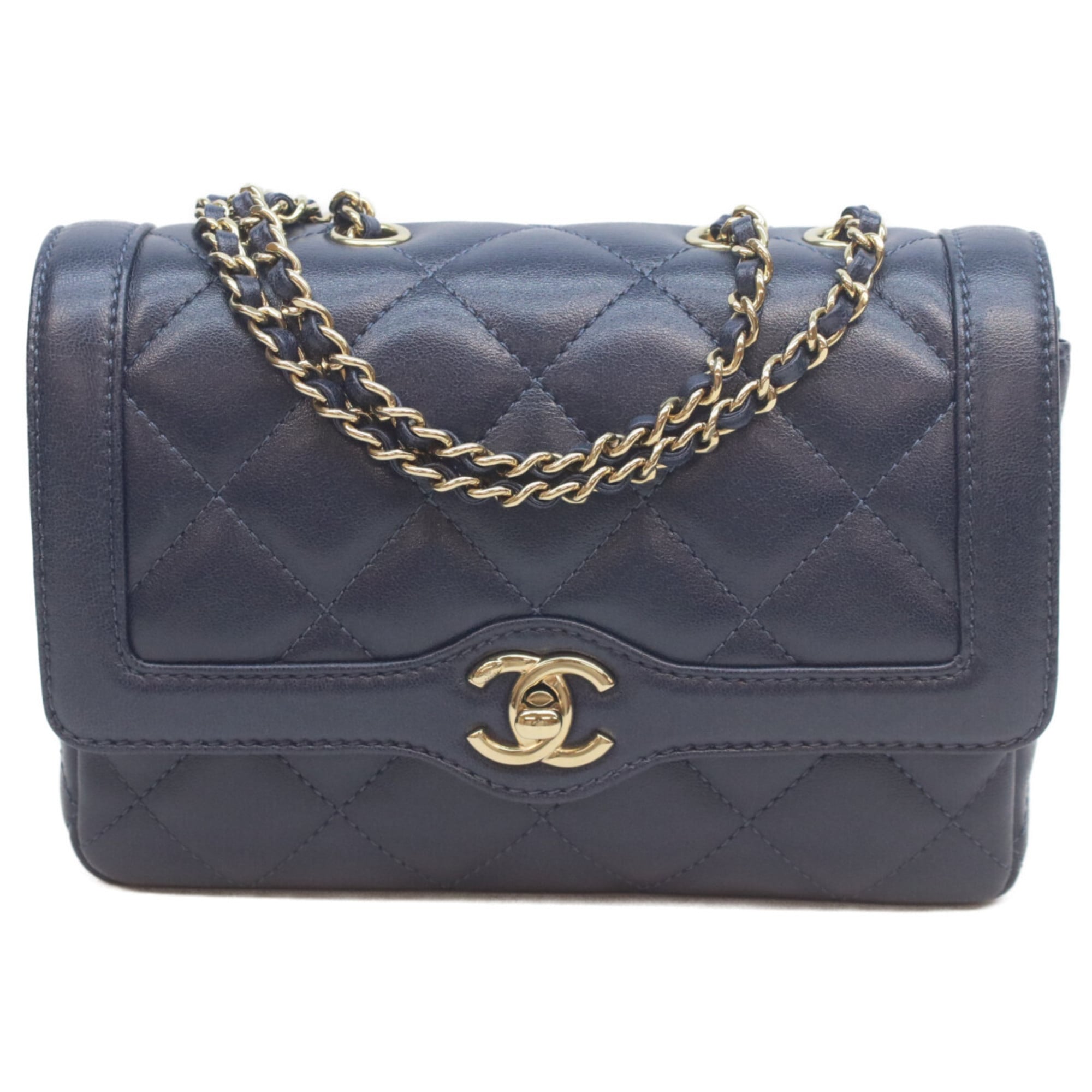 Chanel Navy Leather Shoulder Bag (Pre-Owned)