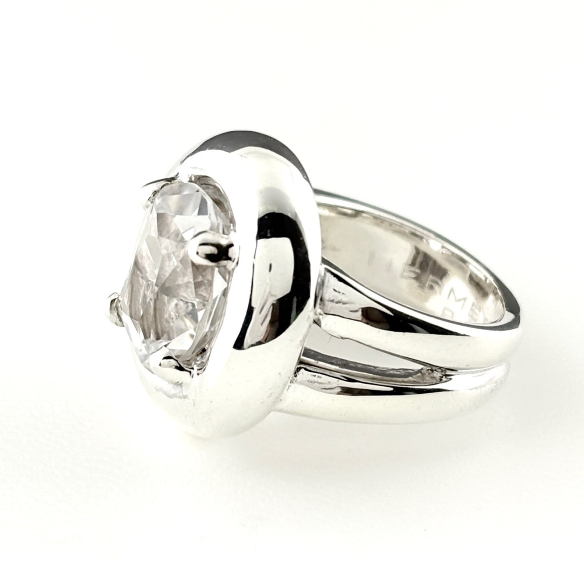 Hermes Silver Pink Gold Silver Band Ring (Pre-Owned)