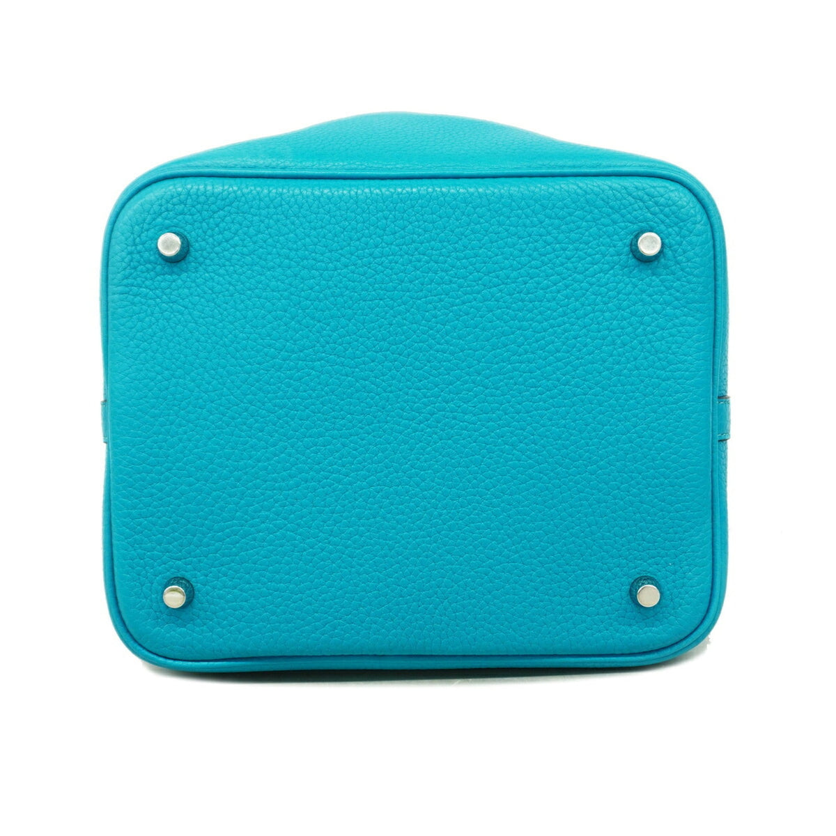 Hermes Turquoise Taurillon Clemence Leather Handbag (Pre-Owned)