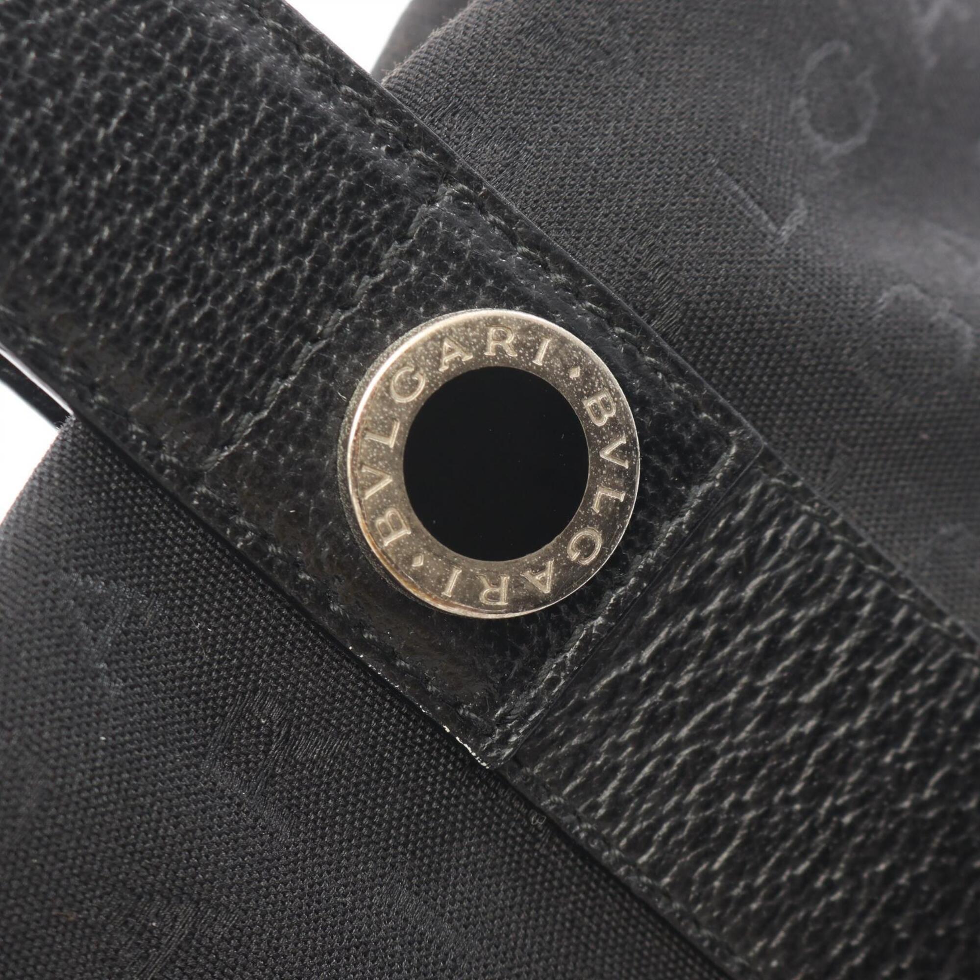 Bvlgari Black Canvas Leather Handbag Tote Bag (Pre-Owned)