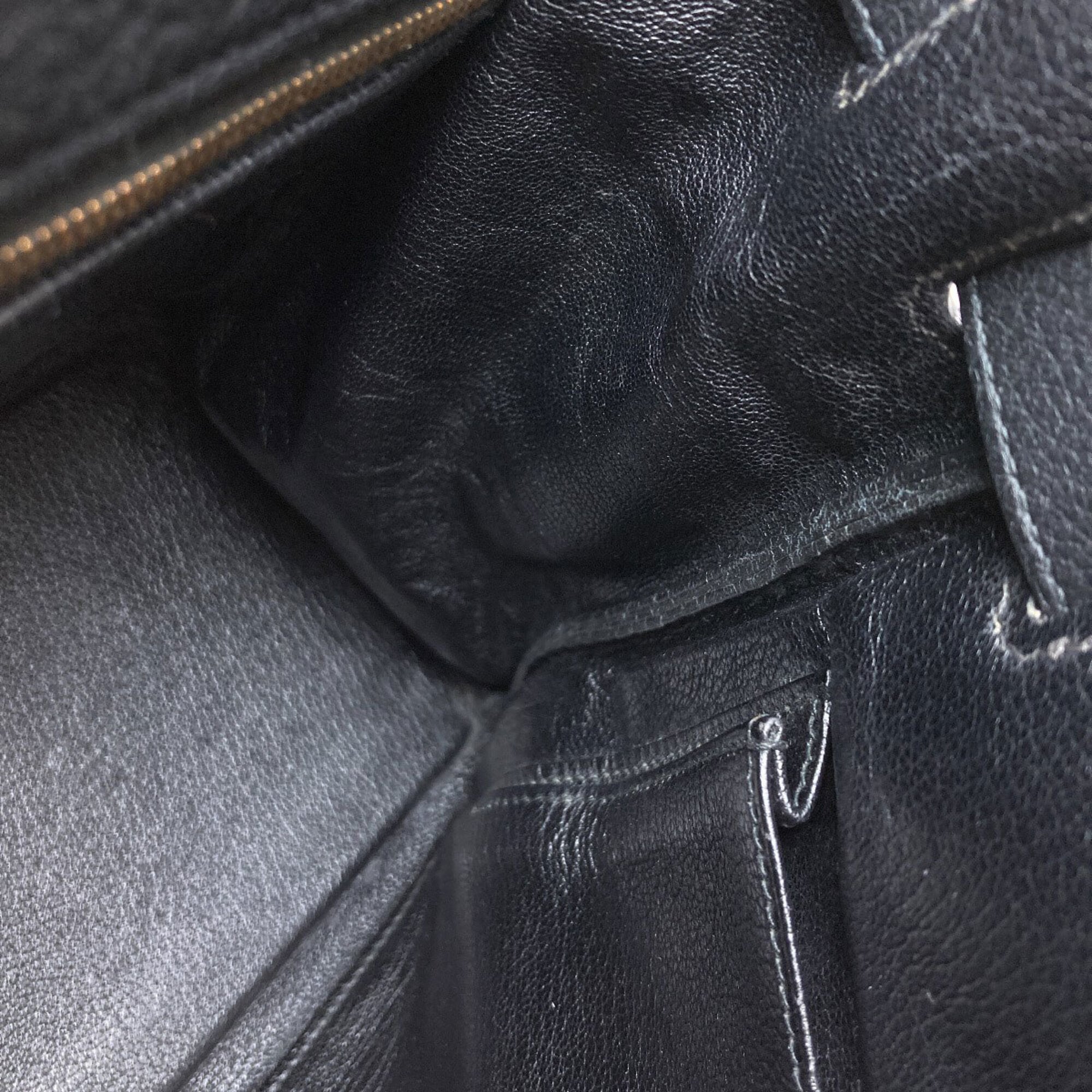 Hermes Kelly Black Taurillon Clemence Leather Handbag (Pre-Owned)