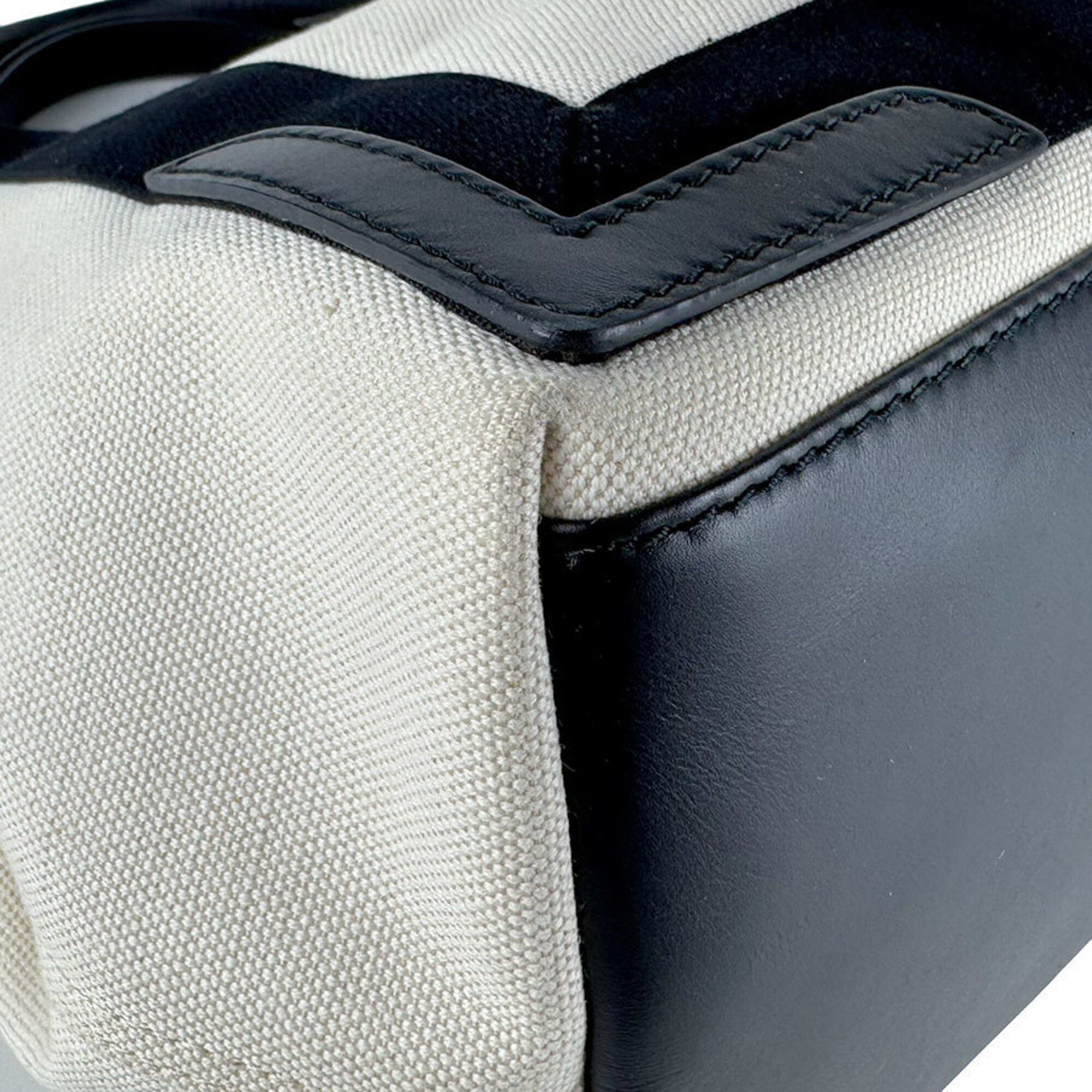 Balenciaga Black Ivory Canvas Leather Handbag (Pre-Owned)