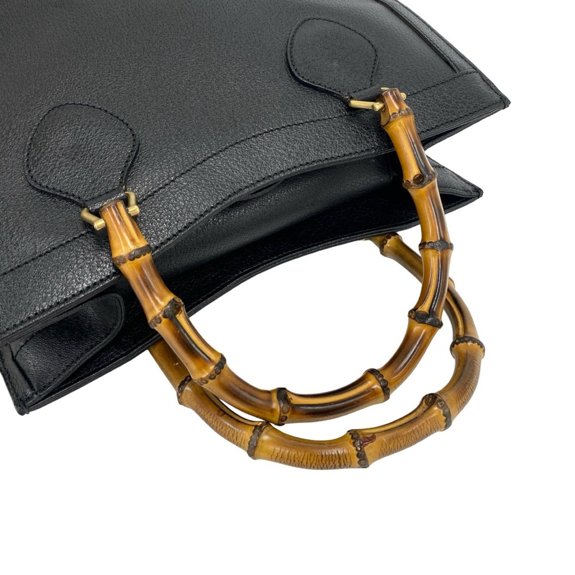 Gucci Black Leather Handbag Tote Bag (Pre-Owned)