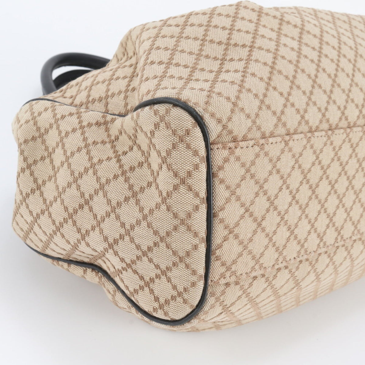 Gucci Beige Leather Canvas Handbag Shoulder Bag Tote Bag (Pre-Owned)