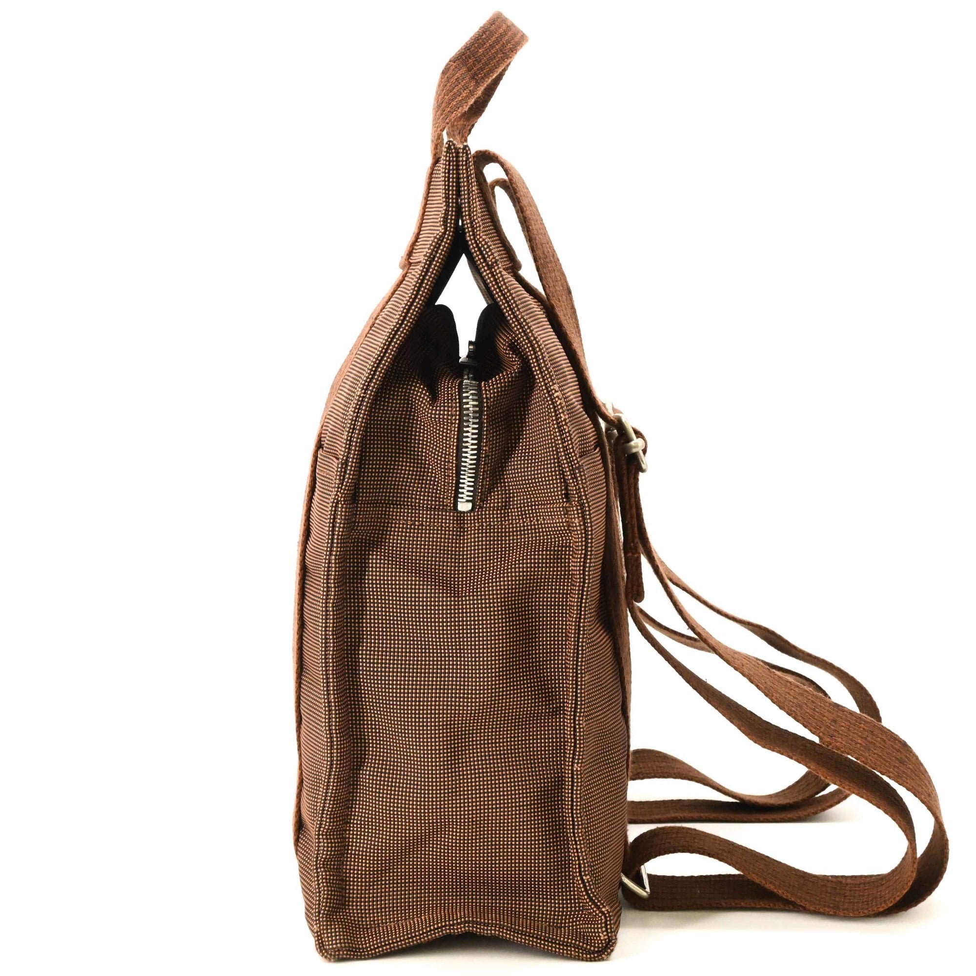 Hermes Her Line Brown Nylon Canvas Backpack (Pre-Owned)