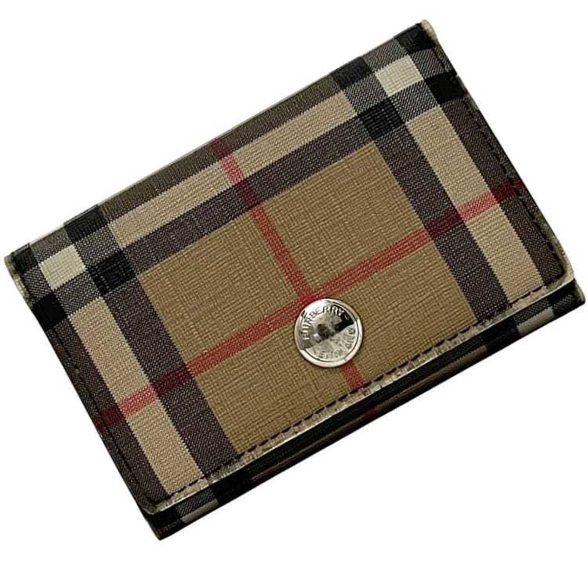 Burberry Beige Black Pvc Leather Wallet (Tri-Fold) (Pre-Owned)