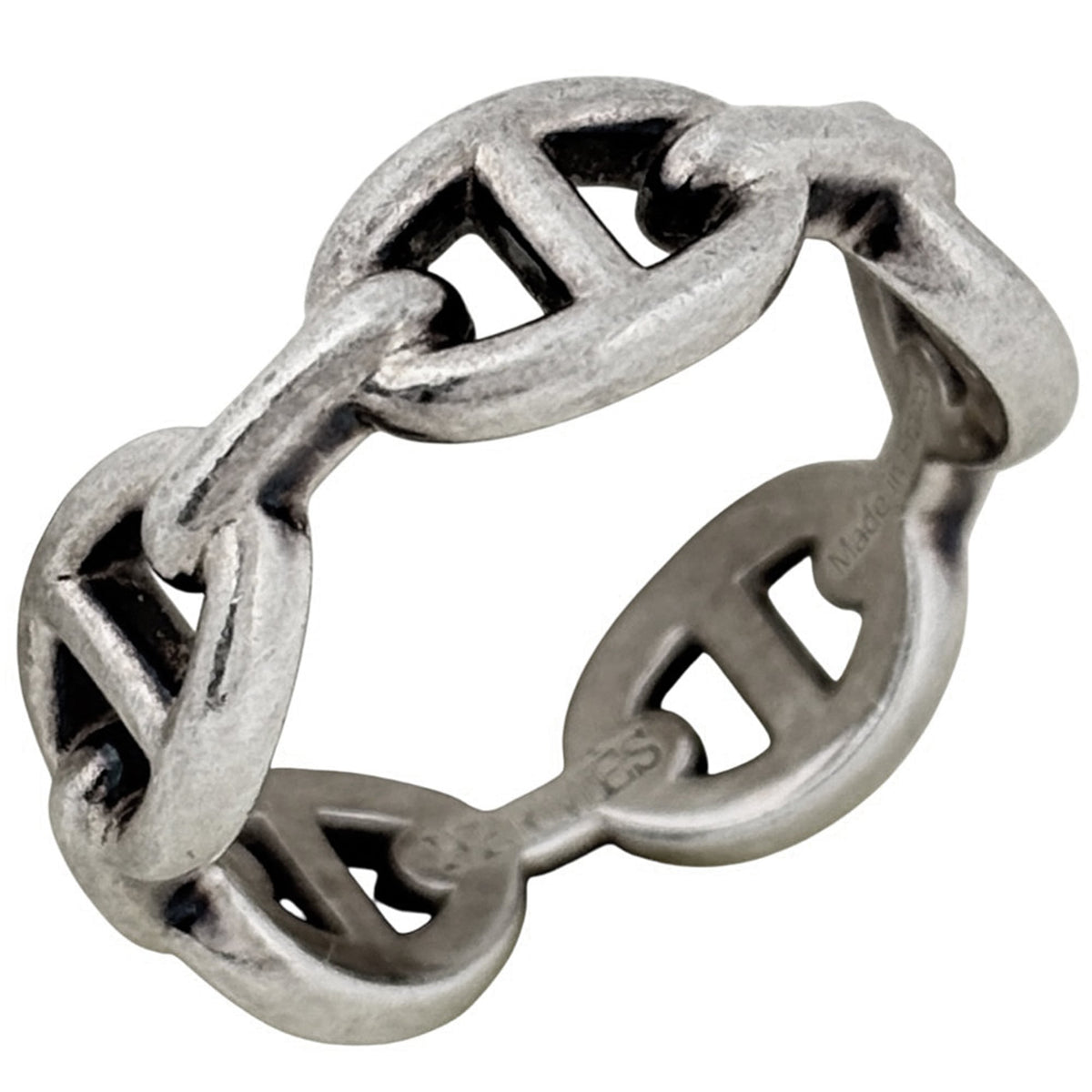 Hermes Silver Silver 925 Band Ring (Pre-Owned)